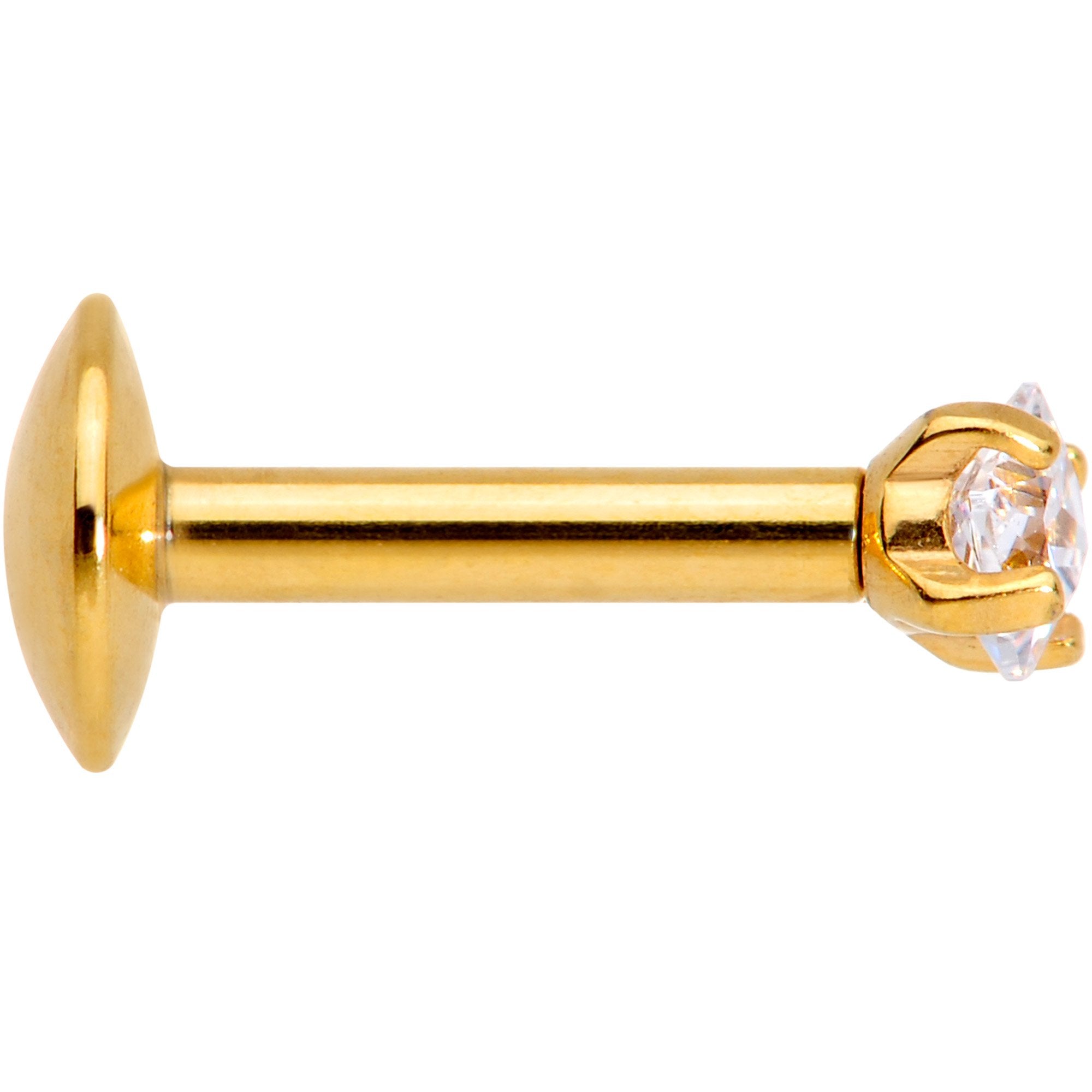 1/4 Clear Square CZ Gold PVD Internally Threaded Labret Monroe
