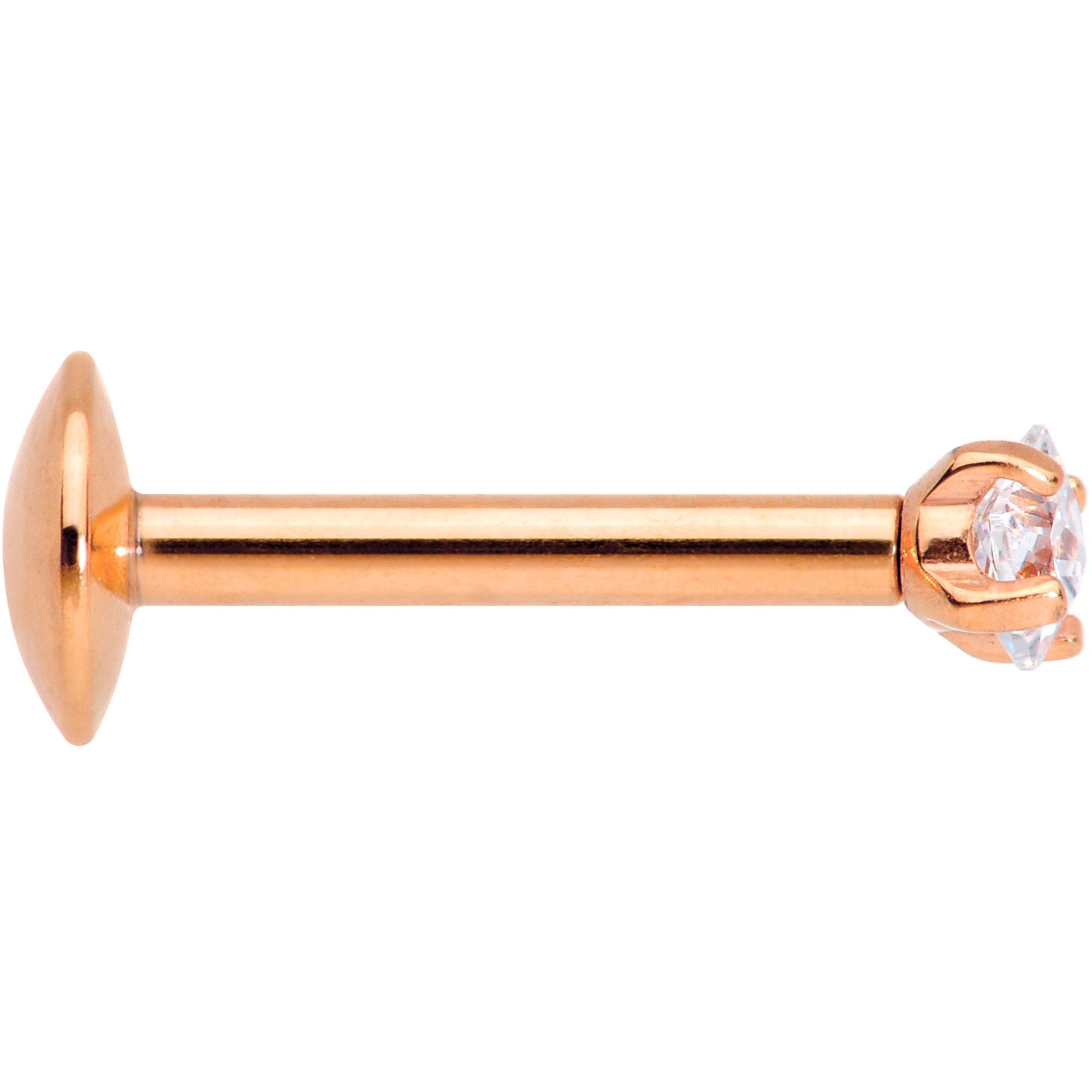 5/16 Clear Square CZ Rose Gold PVD Internally Threaded Labret Monroe