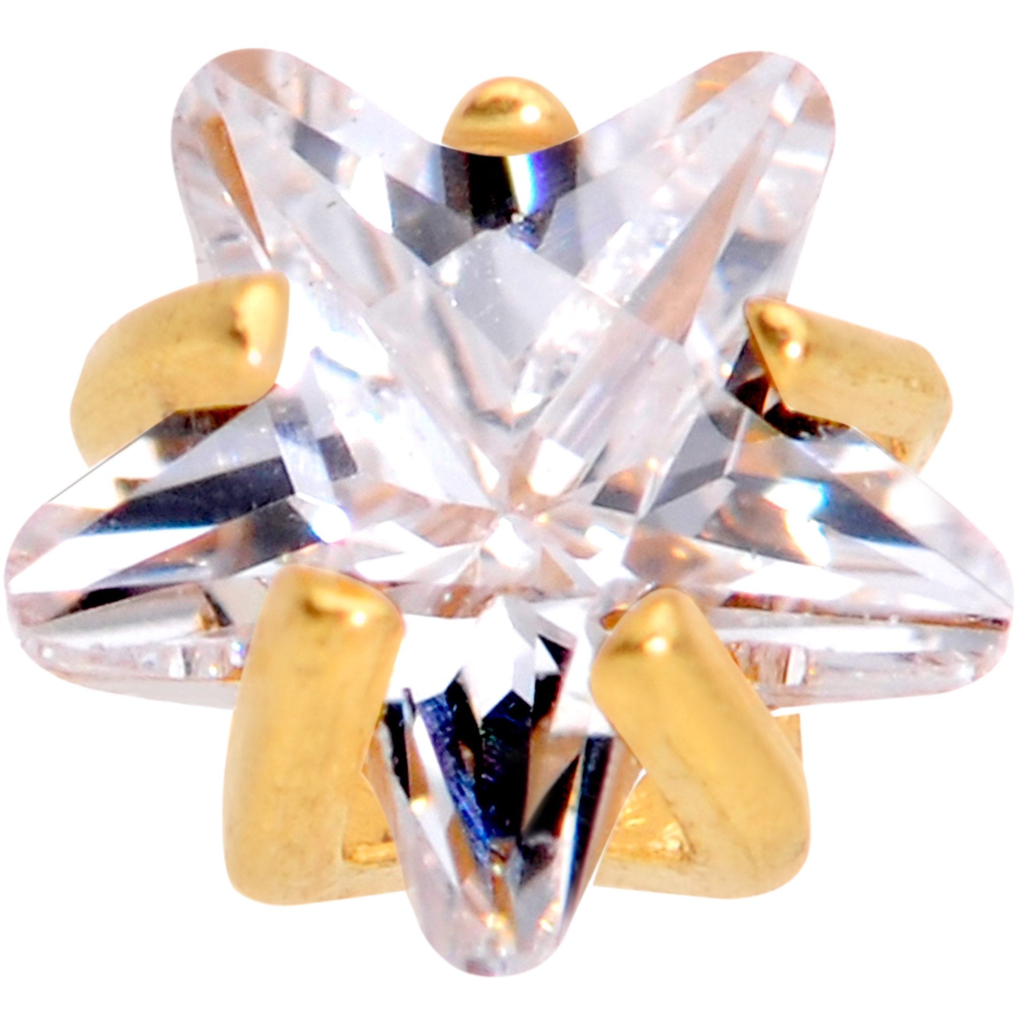 5/16 Clear Star CZ Gem Gold PVD Internally Threaded Labret Monroe