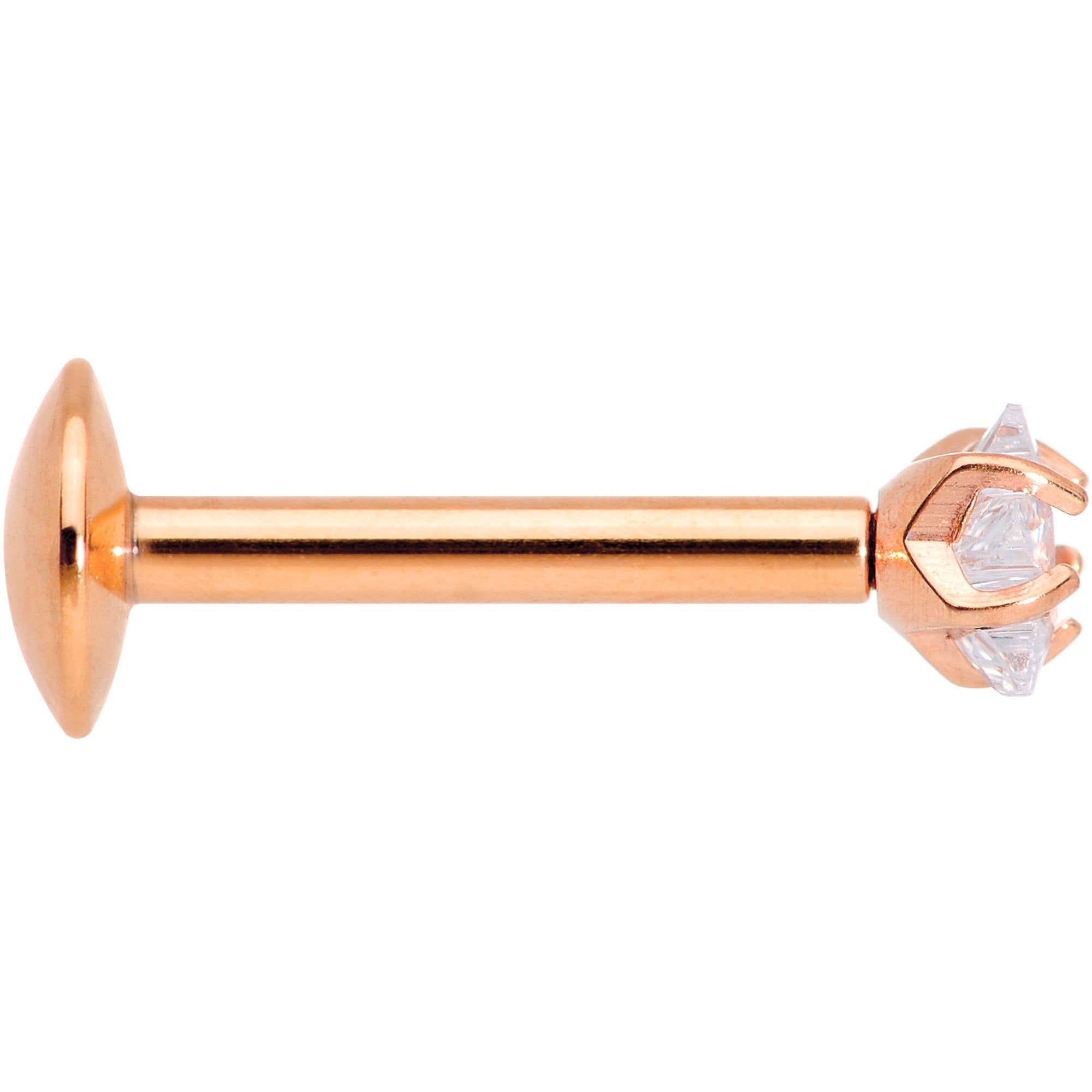 5/16 Clear Star CZ Gem Rose Gold PVD Internally Threaded Labret Monroe