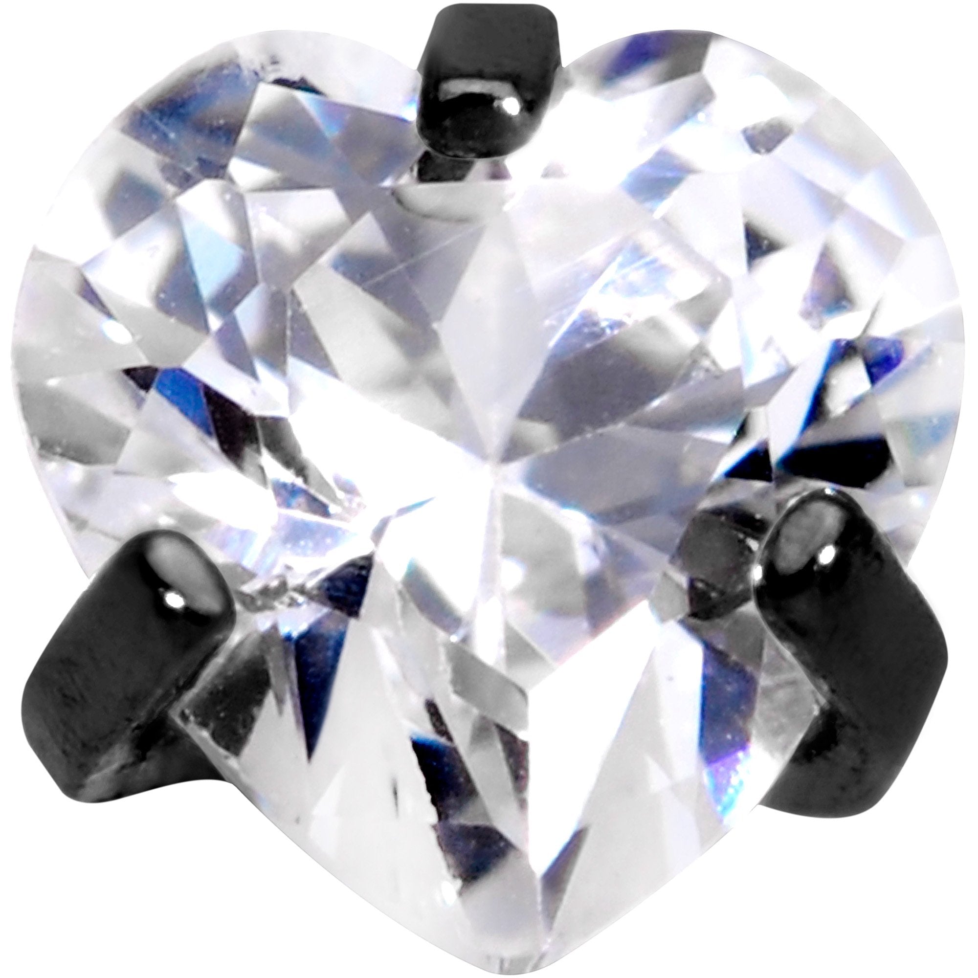 1/4 Clear Heart CZ Black PVD Internally Threaded Labret Monroe