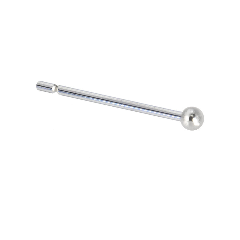 Solid 14K White Gold 1mm Ball Nose Stud Ring