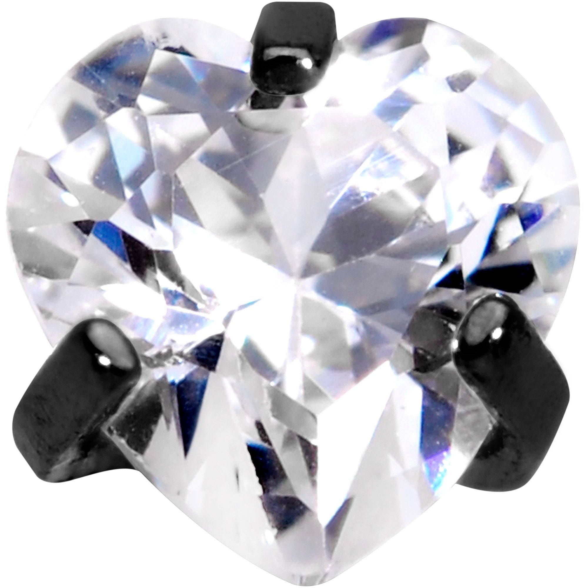 5/16 Clear Heart CZ Black PVD Internally Threaded Labret Monroe