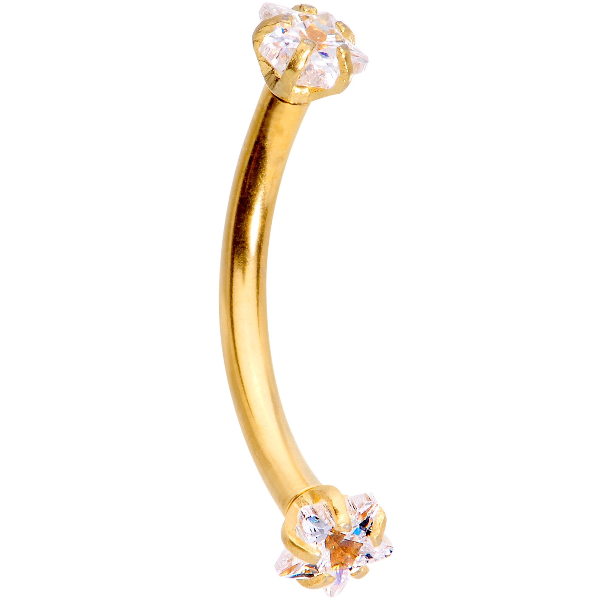 3/8 Clear Gem Anodized Curved Eyebrow Ring Set of 3