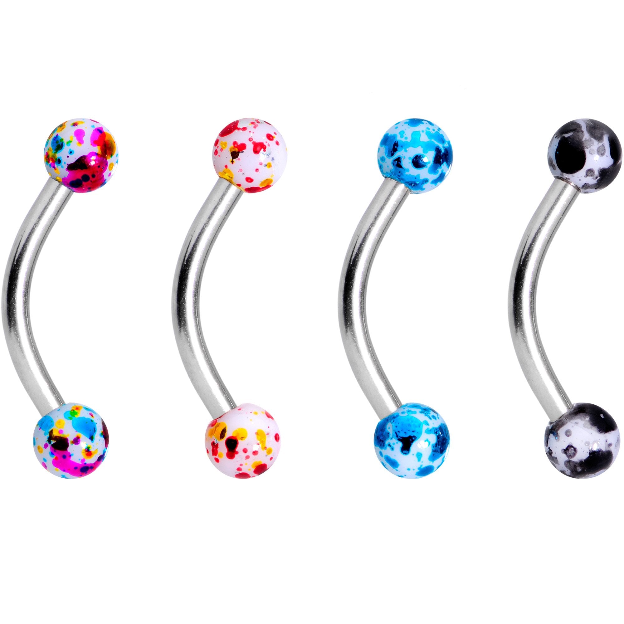 5/16 Color Splash Curved Eyebrow Ring Set of 4