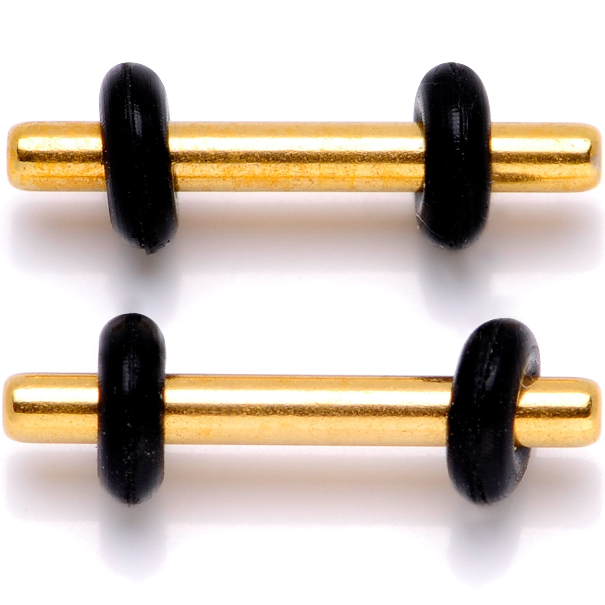 Gold Tone Anodized Titanium Micro Straight Plug Set 14G to 8G