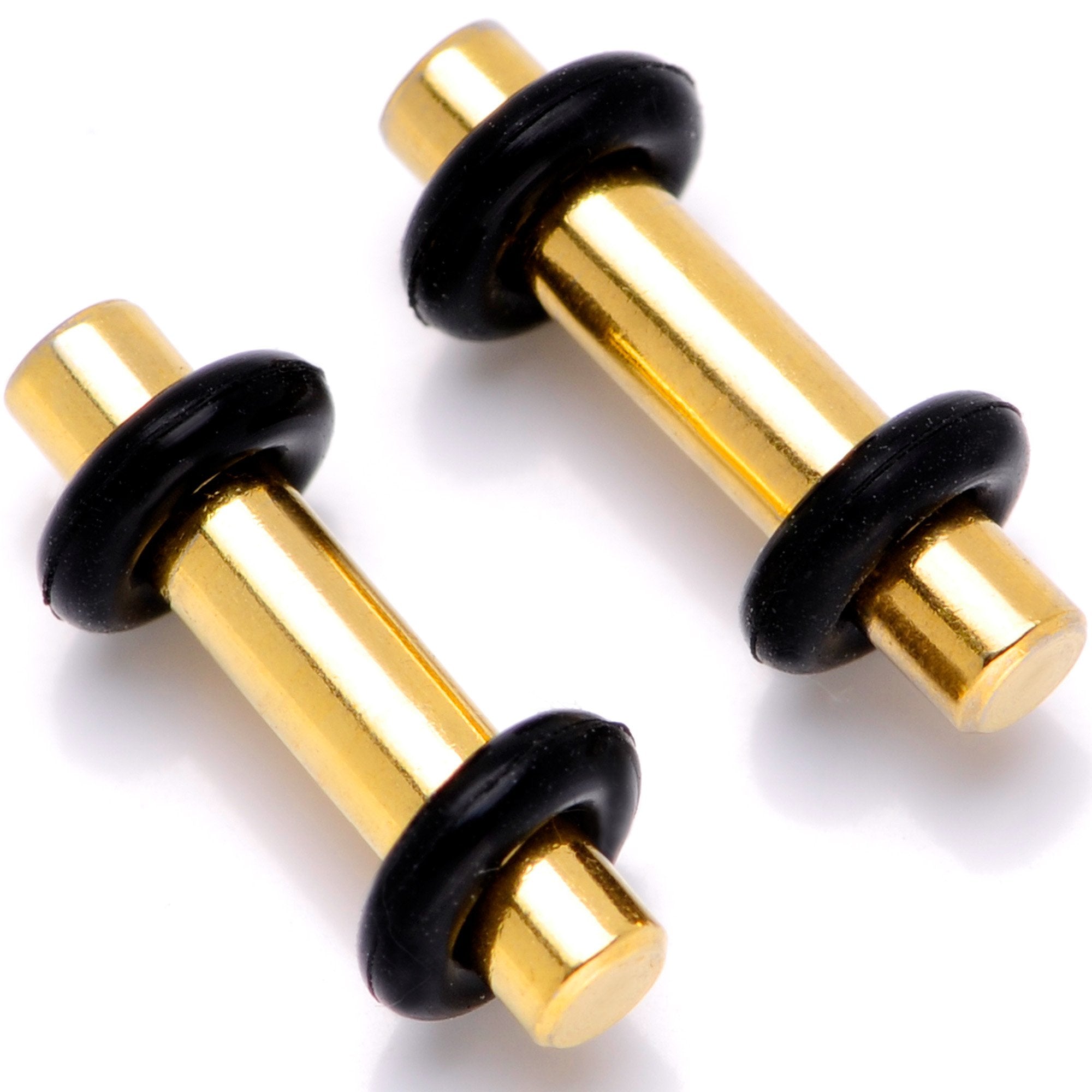 Gold Tone Anodized Titanium Micro Straight Plug Set 14G to 8G