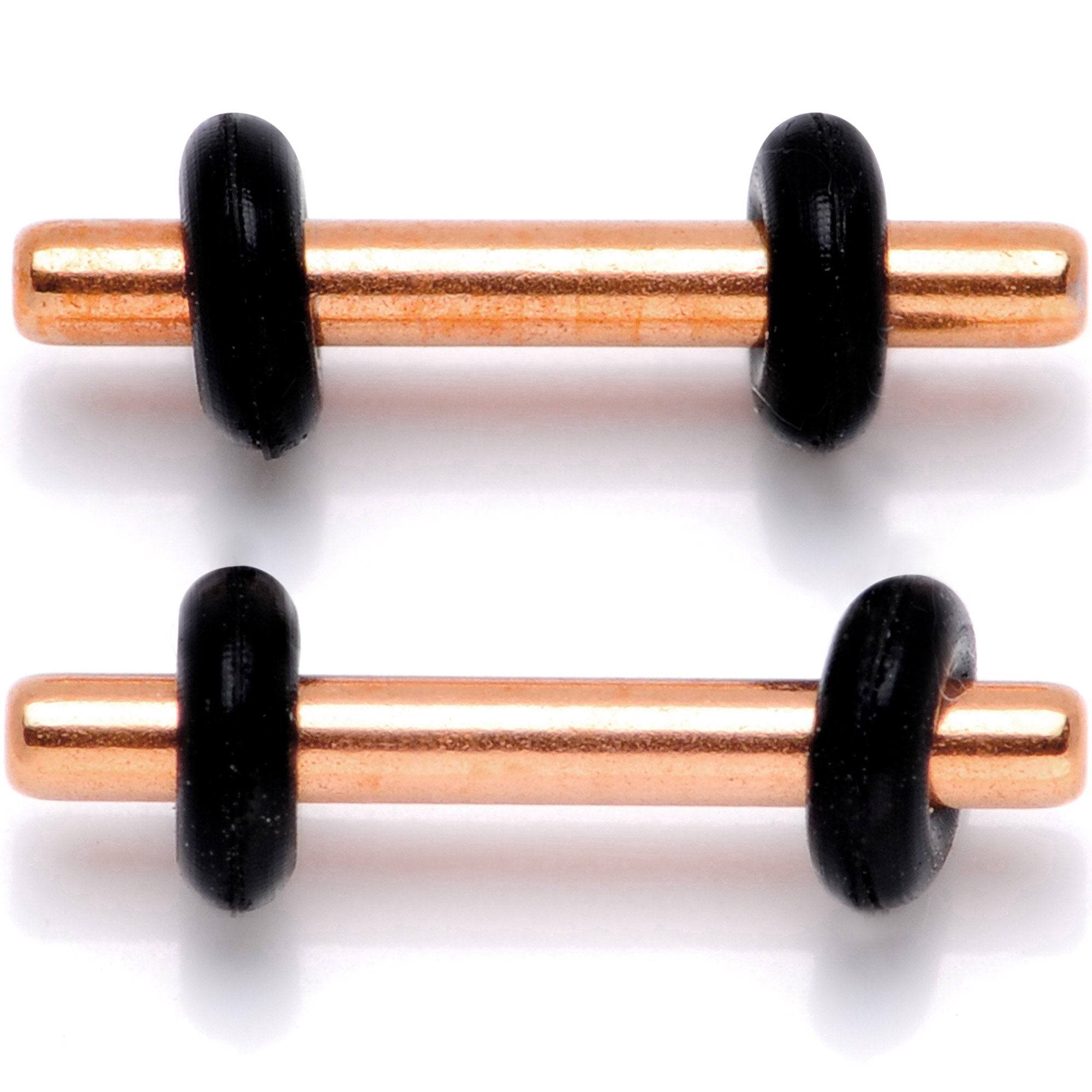 Rose Gold Tone Anodized Titanium Micro Straight Plug Set 14G to 12G