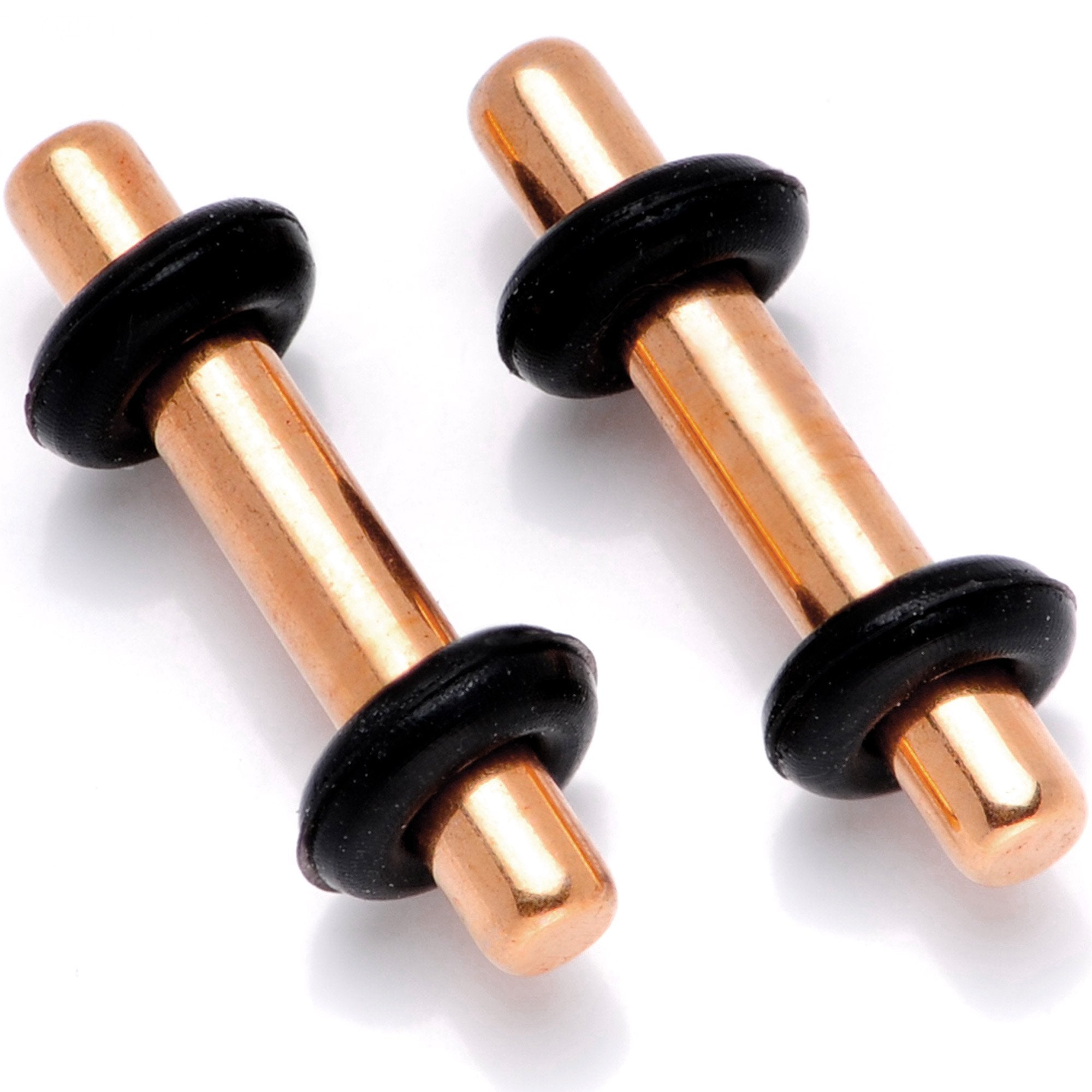 Rose Gold Tone Anodized Titanium Micro Straight Plug Set 14G to 12G