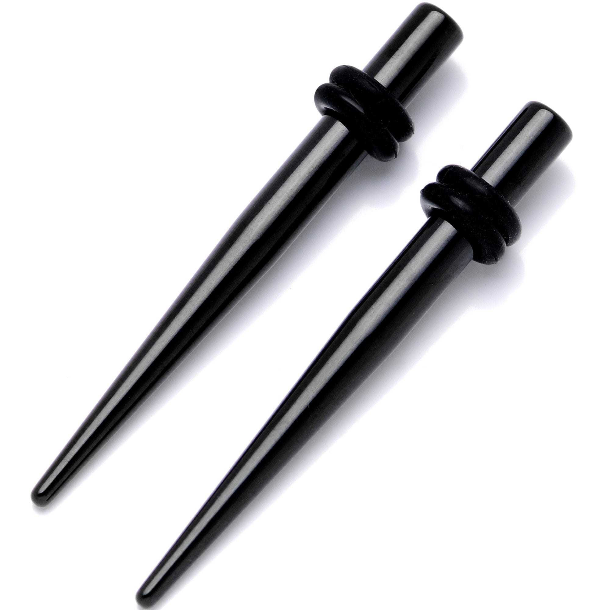 Black Anodized Titanium Micro Taper Straight Plug Set 14G to 8G