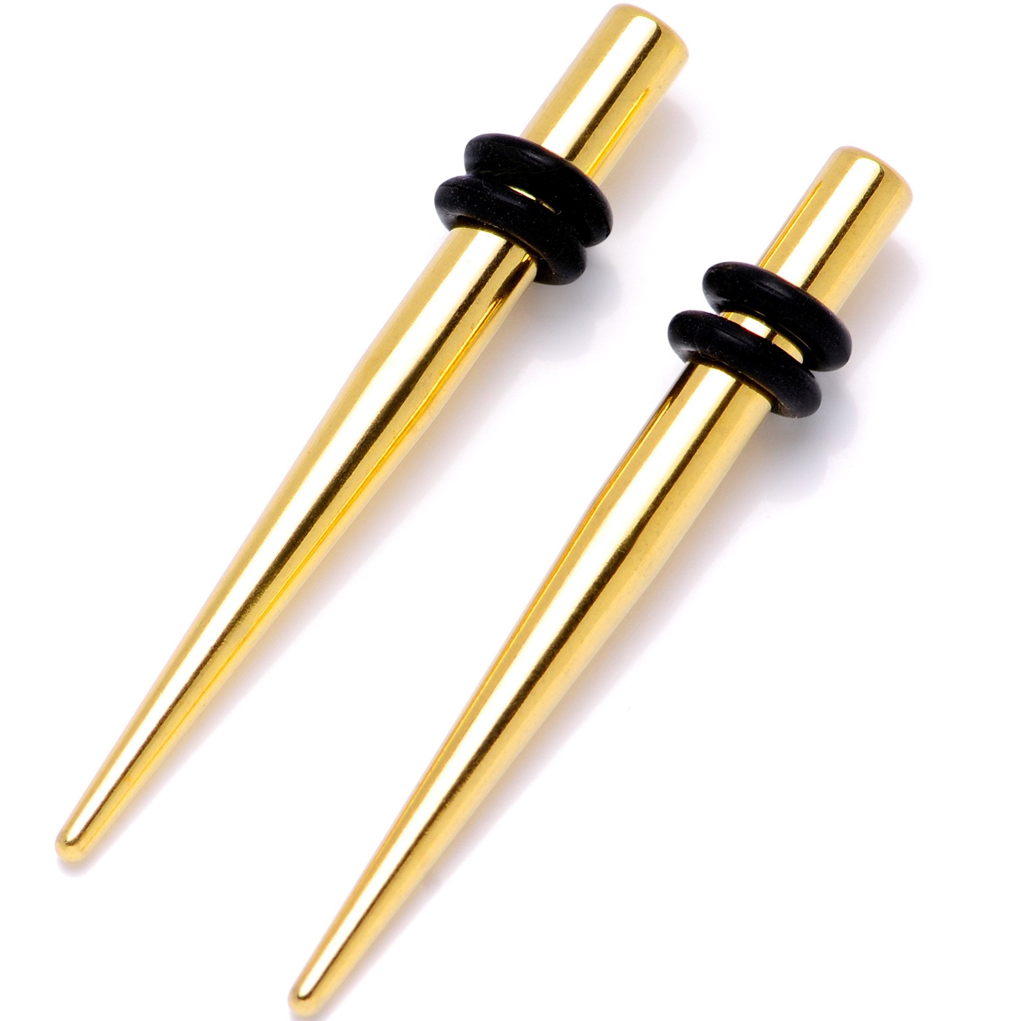Gold Tone Anodized Titanium Micro Taper Straight Plug Set 14G to 8G
