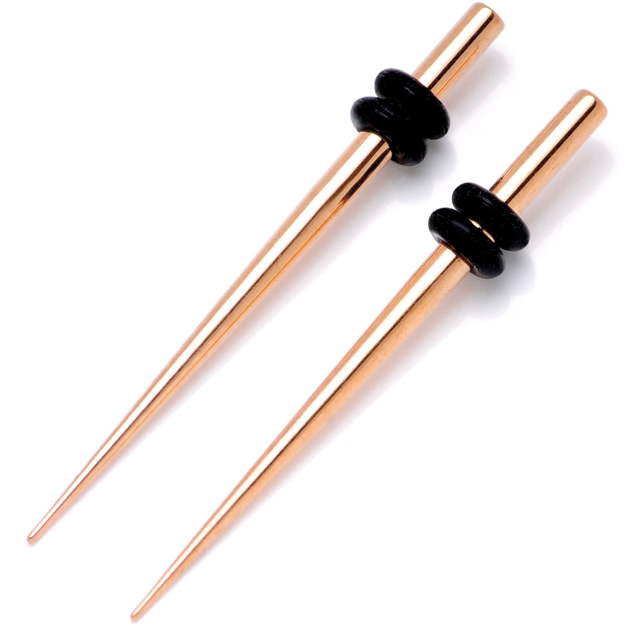 Rose Gold Tone Anodized Titanium Micro Taper Straight Plug Set 14G to 8G