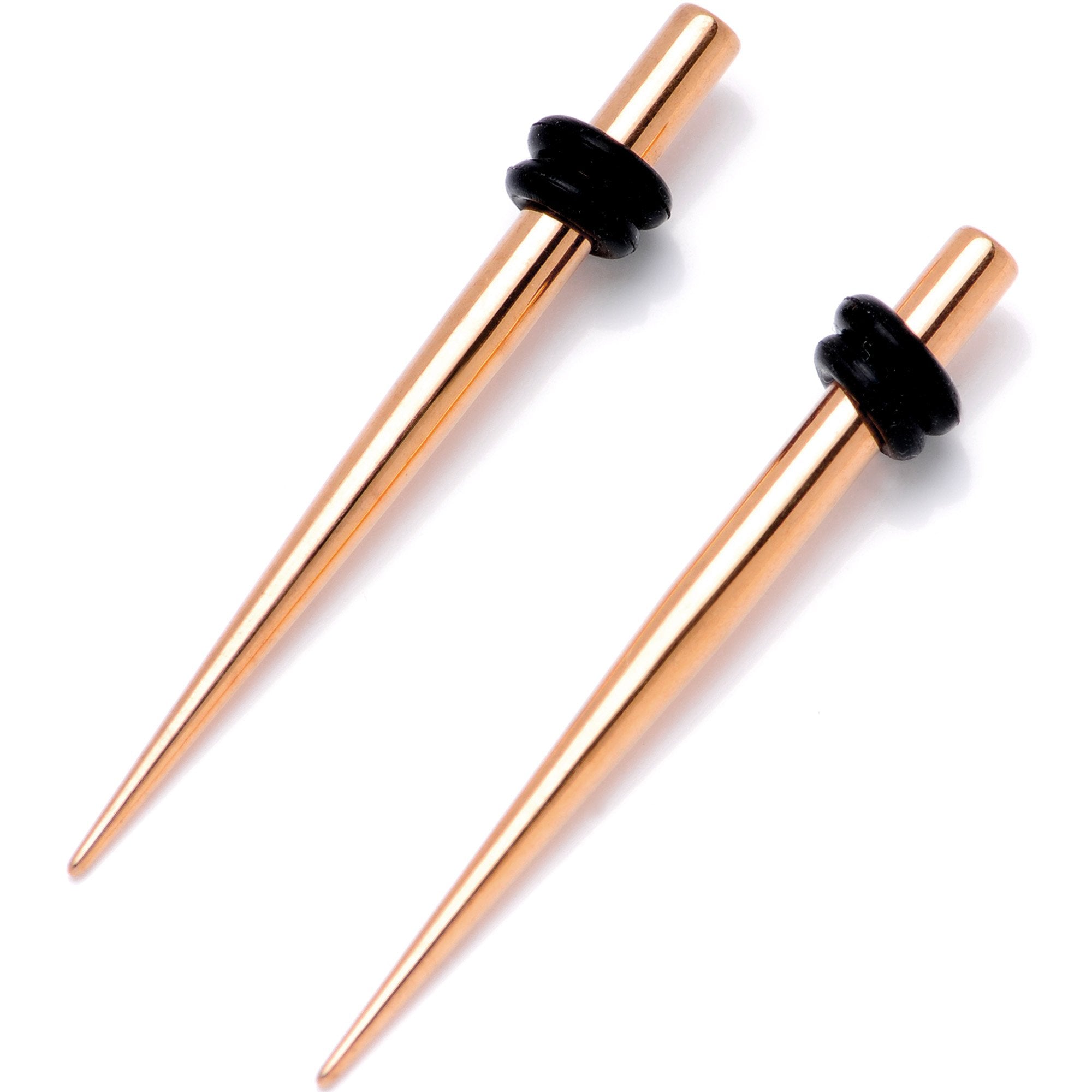 Rose Gold Tone Anodized Titanium Micro Taper Straight Plug Set 14G to 8G
