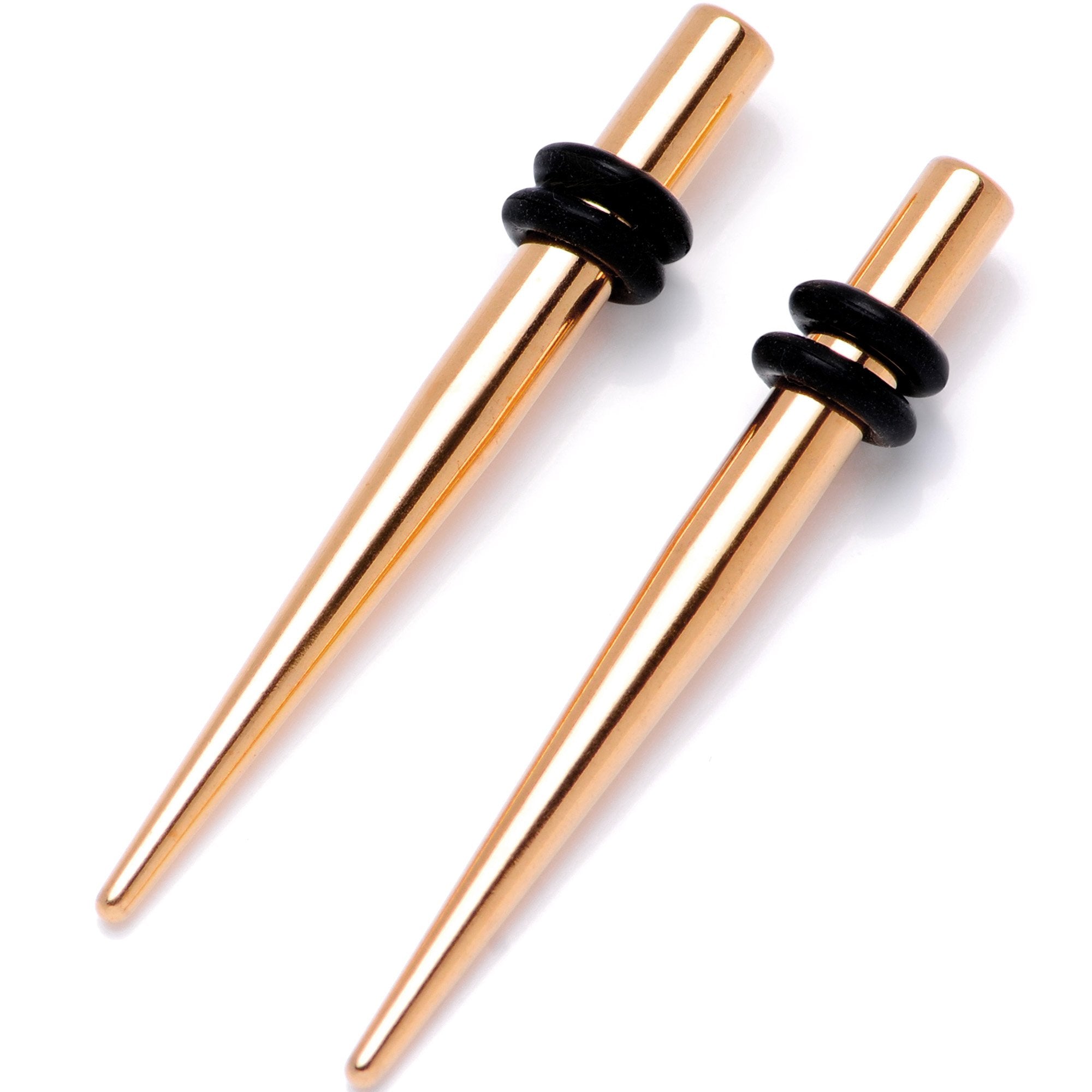 Rose Gold Tone Anodized Titanium Micro Taper Straight Plug Set 14G to 8G