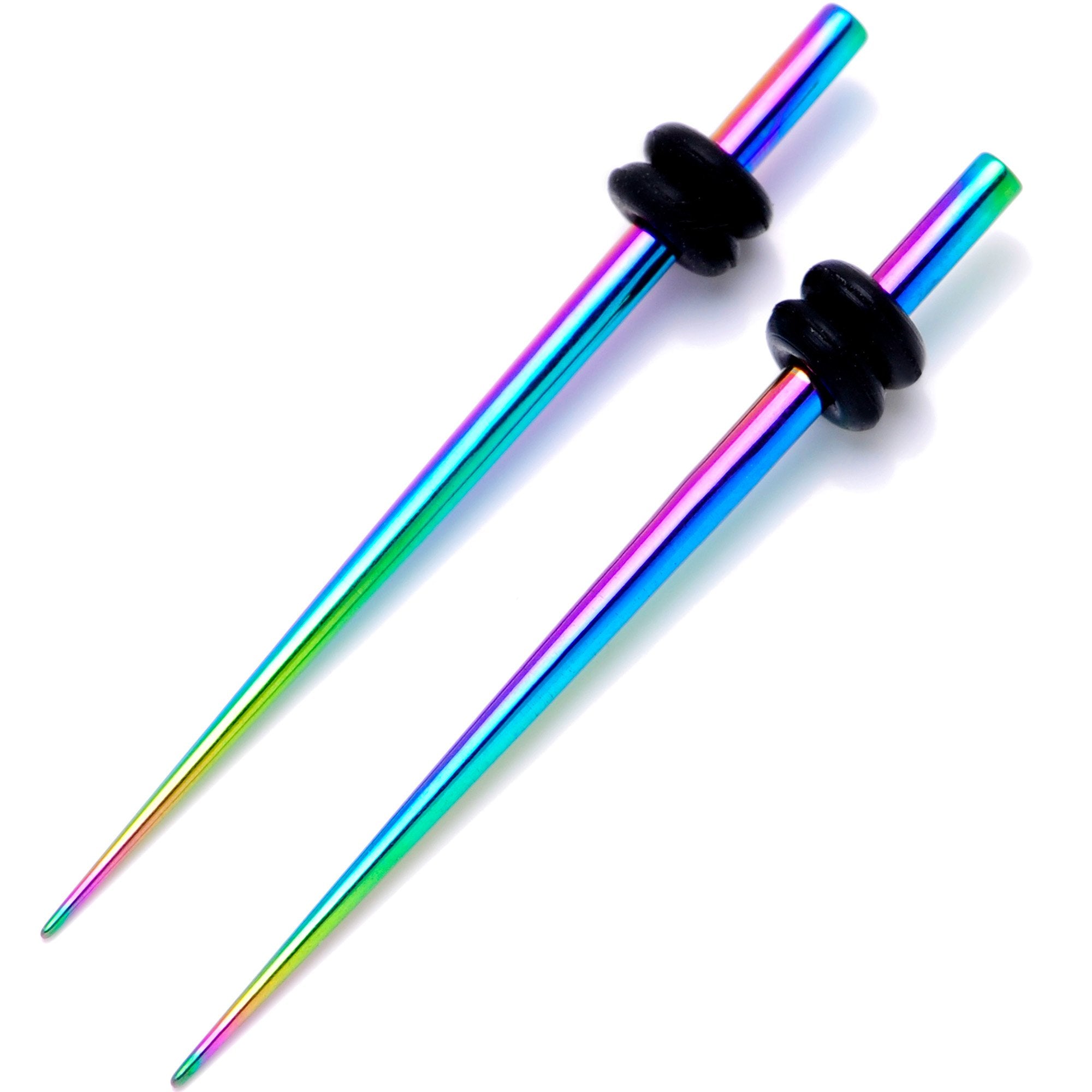 Rainbow Anodized Titanium Micro Taper Straight Plug Set 14G to 10G