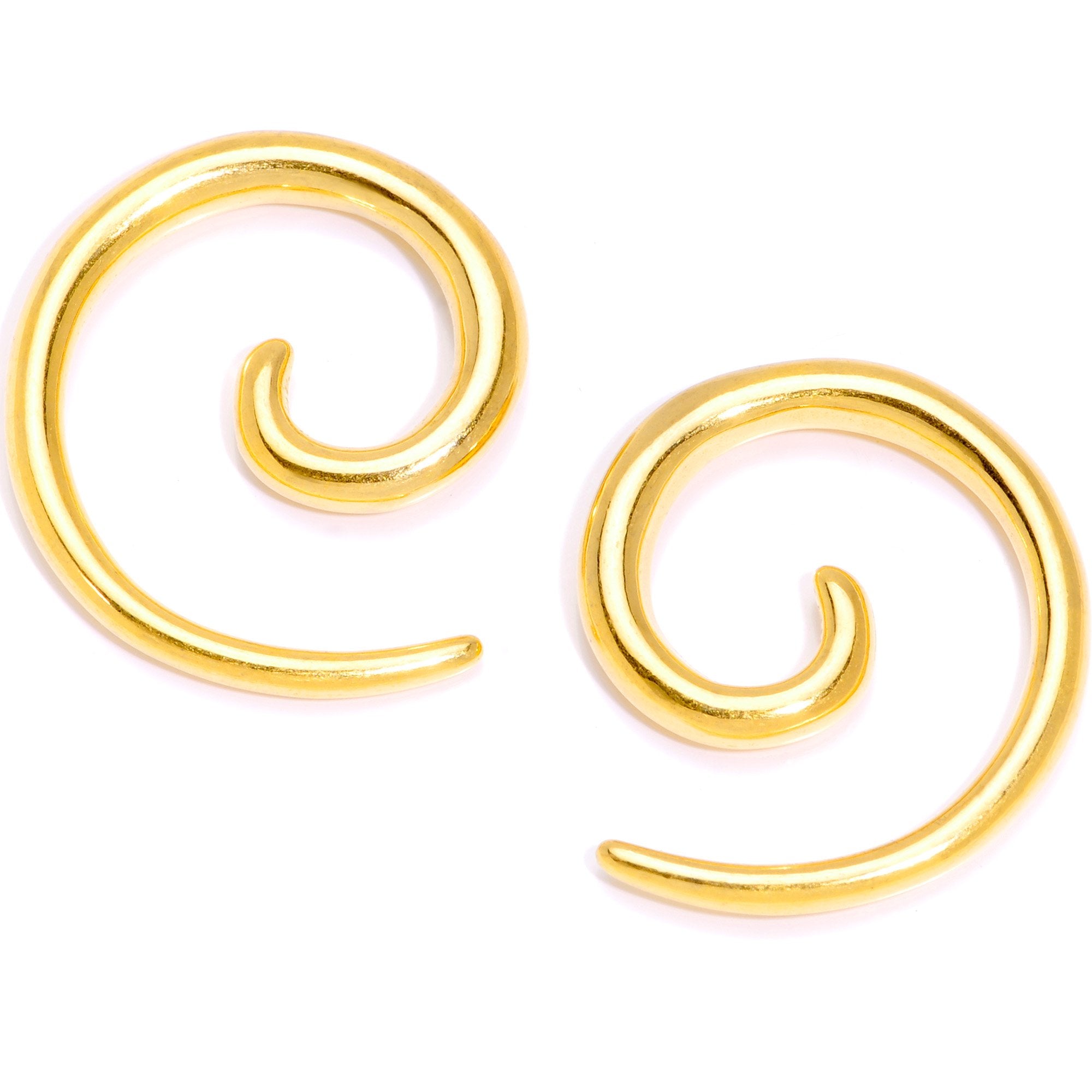 Gold Tone Anodized Titanium Micro Spiral Taper Set 12G ot 6G