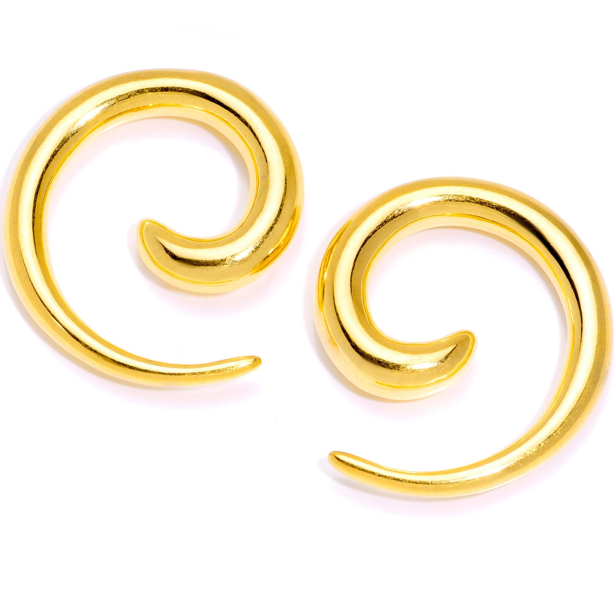 Gold Tone Anodized Titanium Micro Spiral Taper Set 12G ot 6G