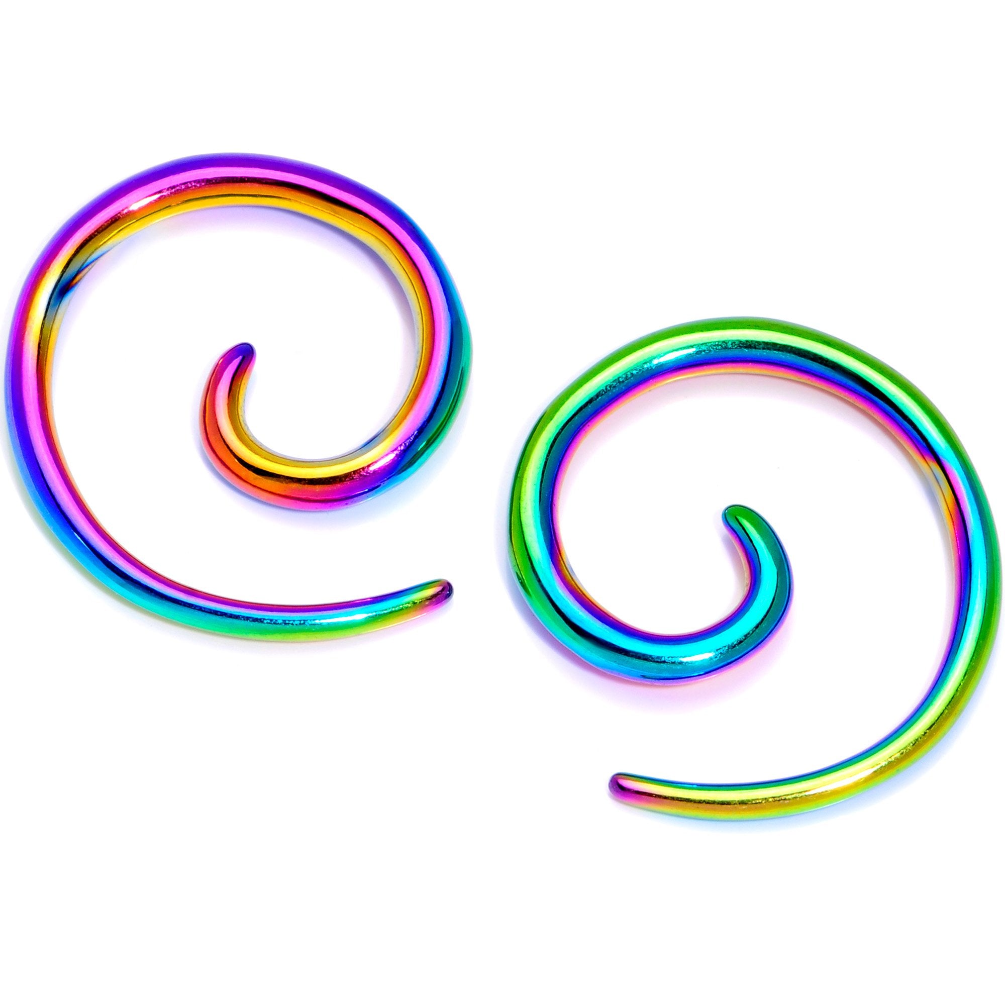 Rainbow Anodized Titanium Micro Spiral Taper Set 12G to 8G