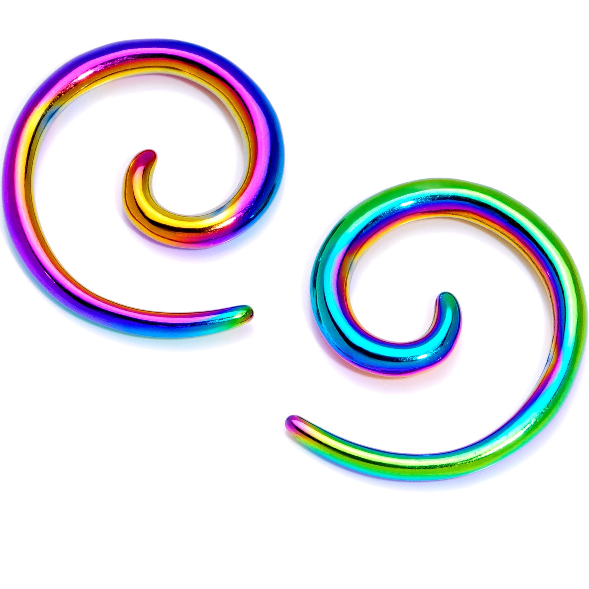 Rainbow Anodized Titanium Micro Spiral Taper Set 12G to 8G
