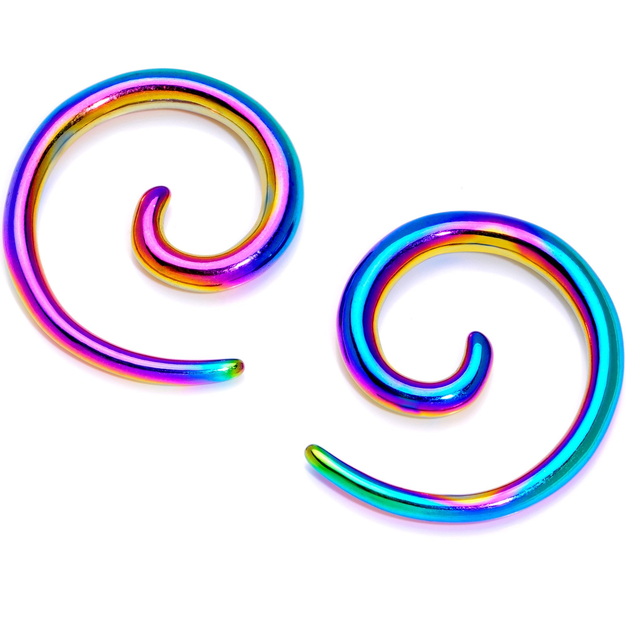 Rainbow Anodized Titanium Micro Spiral Taper Set 12G to 8G