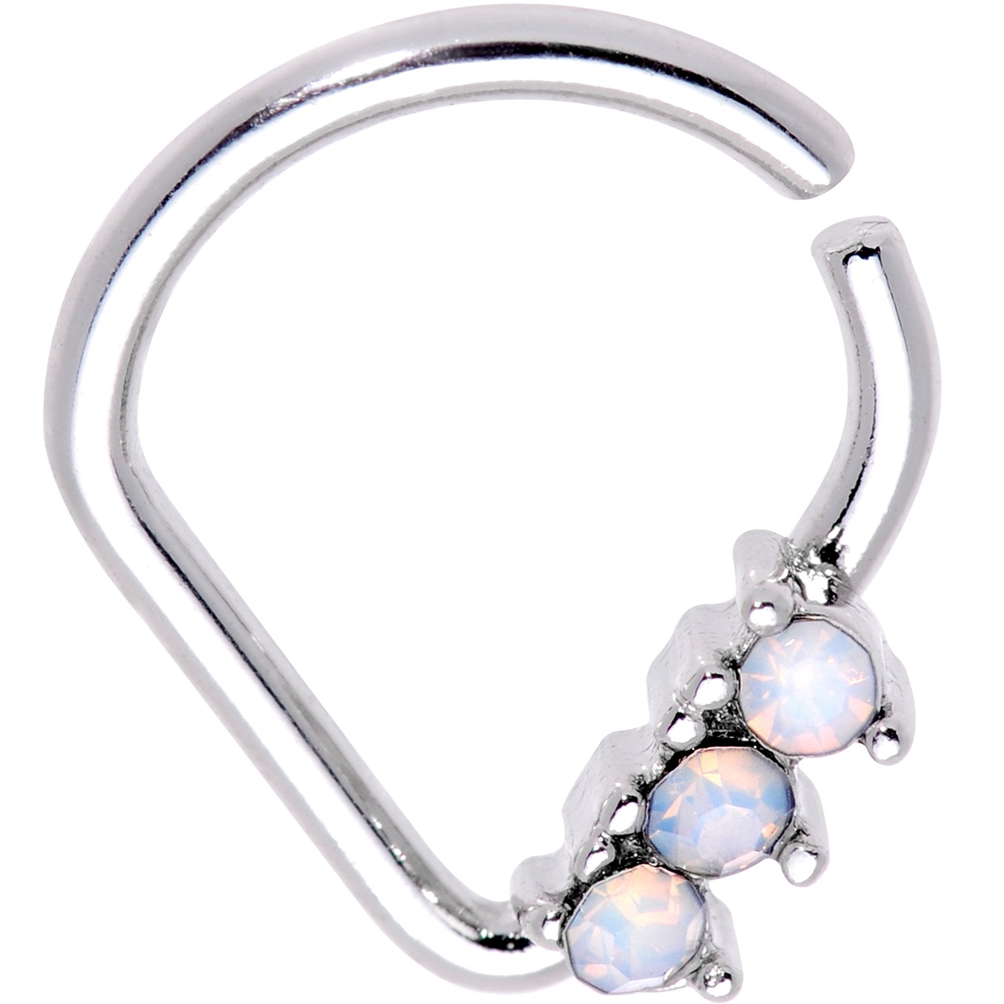 16G 5/16 White Gem Strand Trio Ellipse Septum Ring