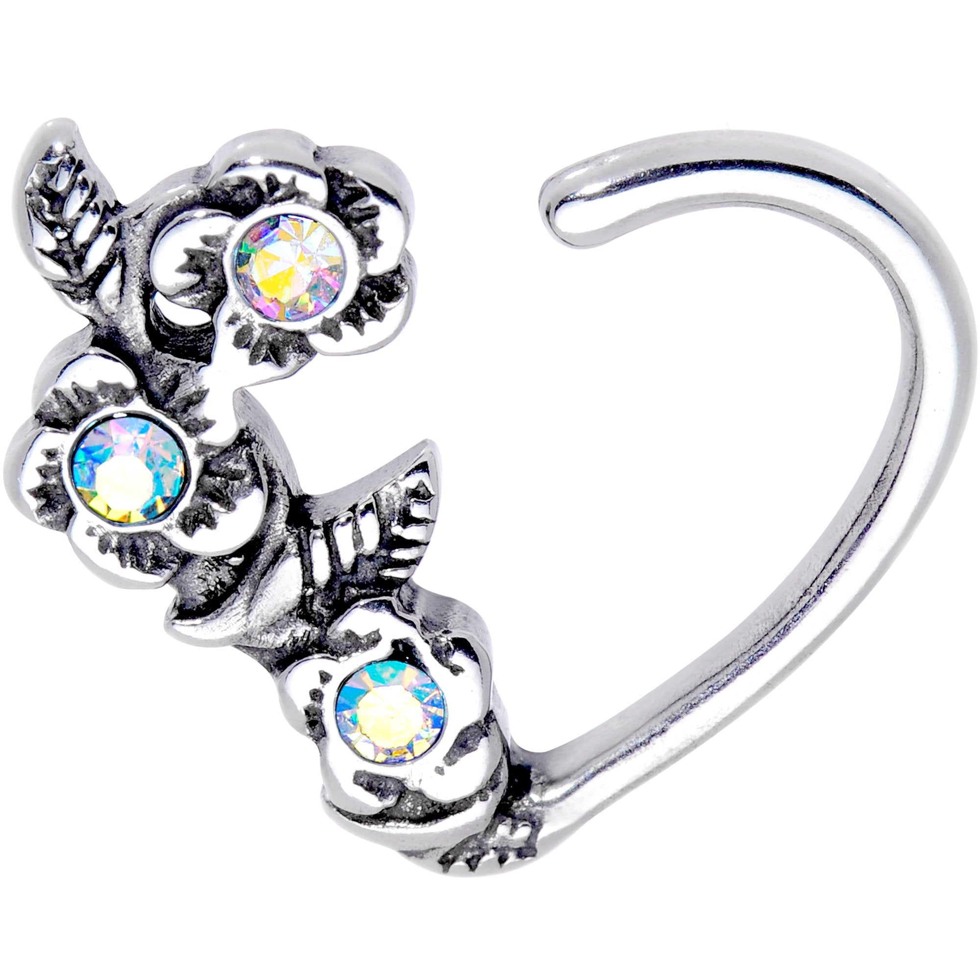3/8 Aurora Gem Bunch of Roses Right Daith Cartilage Tragus Earring