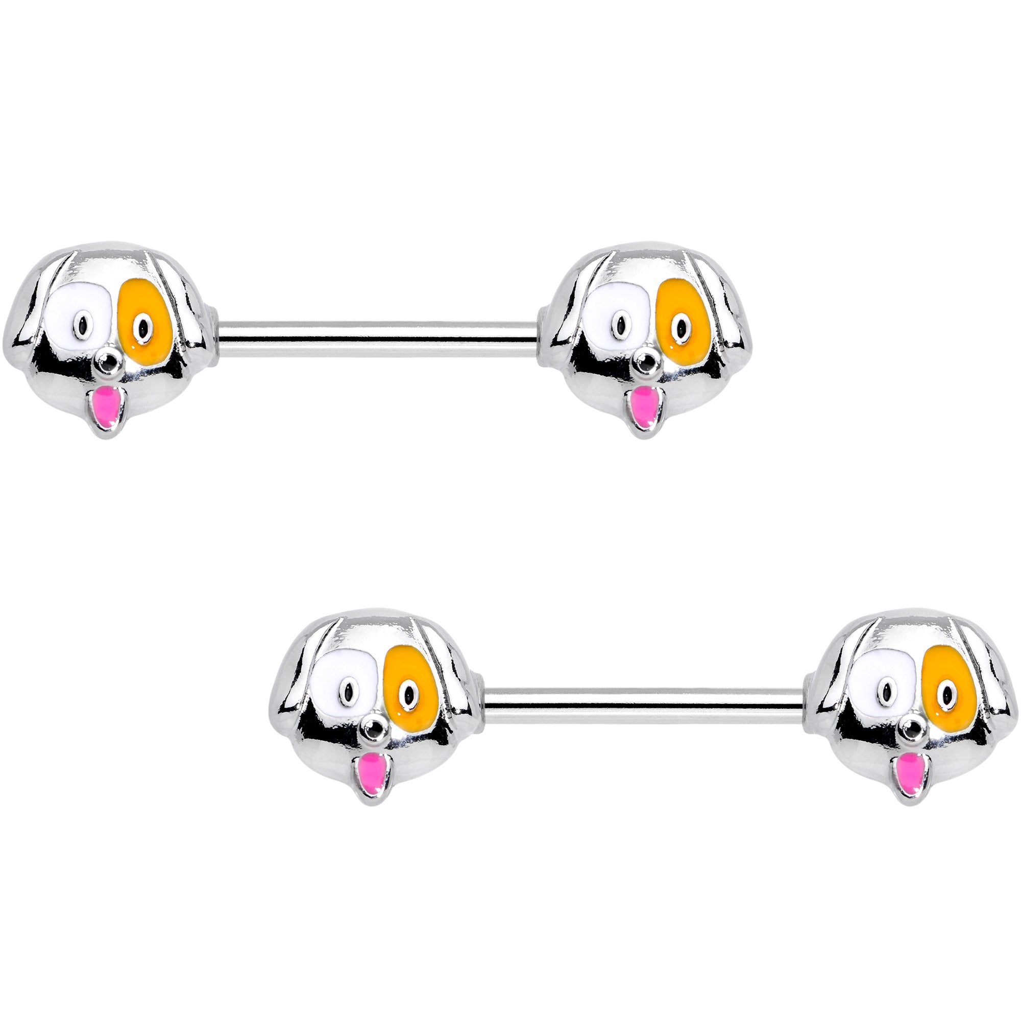 14G 9/16 Pooch Patrol Puppy Dog Barbell Nipple Ring Set