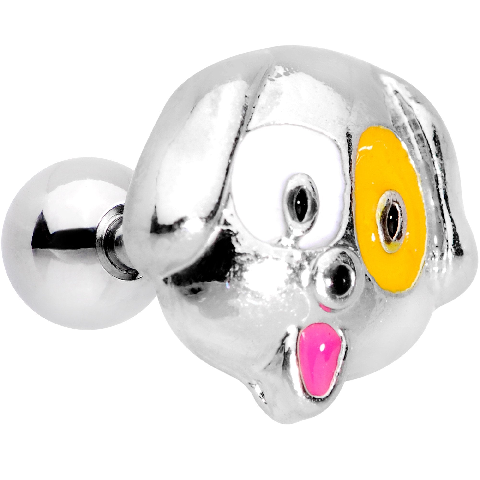 16G 1/4 Orange White Perfect Pooch Dog Tragus Cartilage Earring