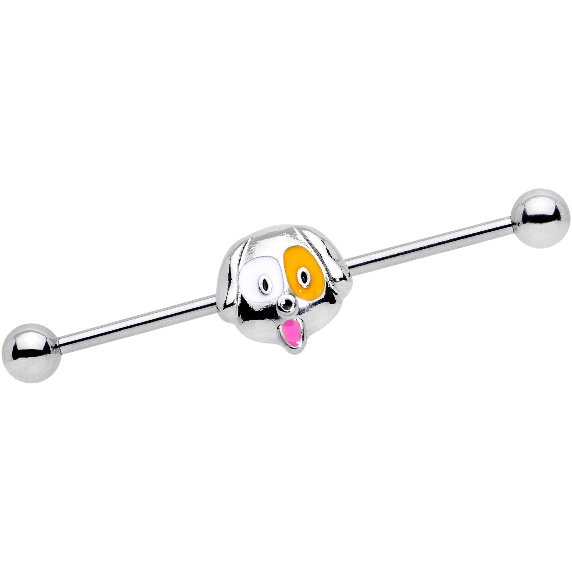 14G Orange White Perfect Pooch Dog Industrial Barbell 38mm