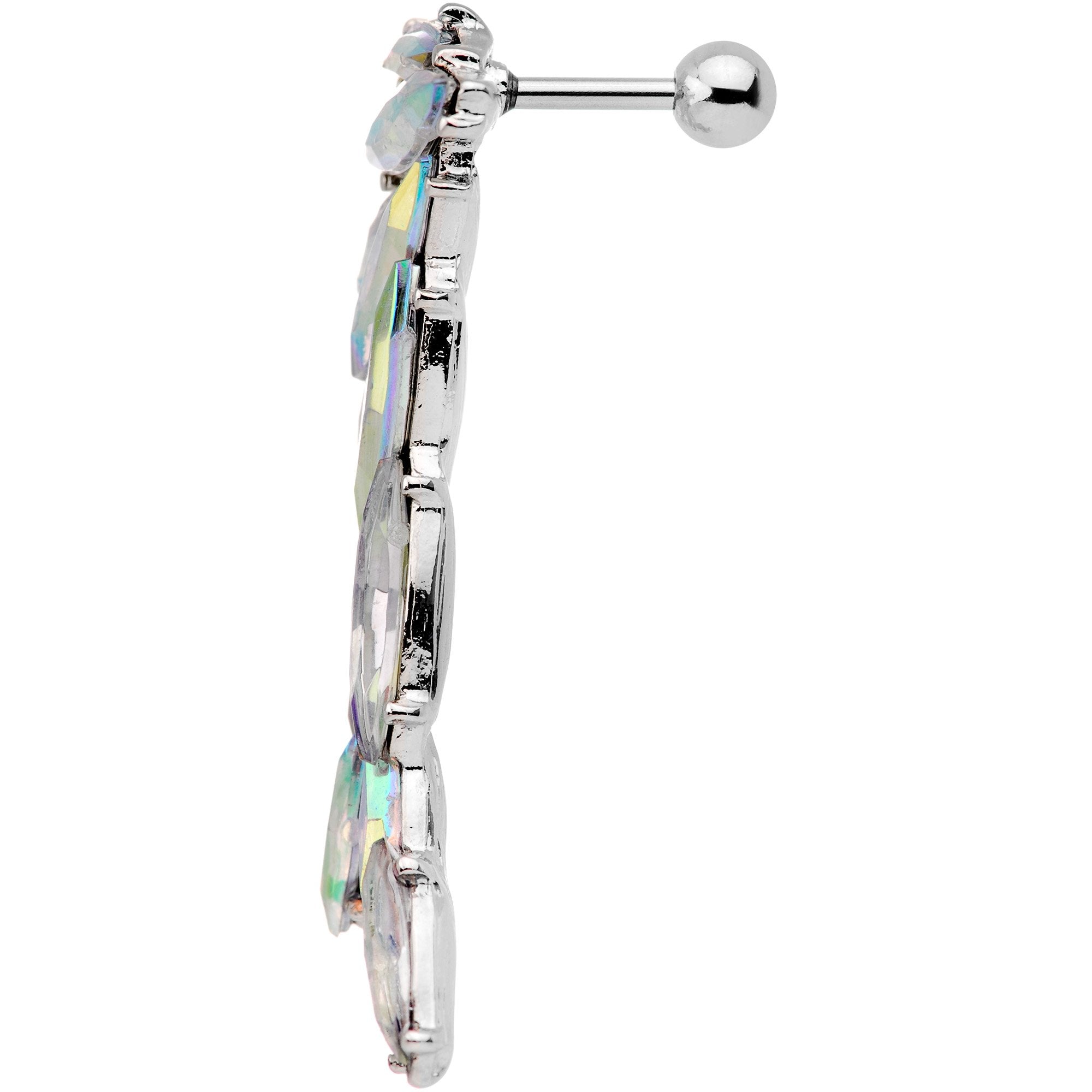 1/4 Aurora Gem Feathered Cascade Tragus Cartilage Earring