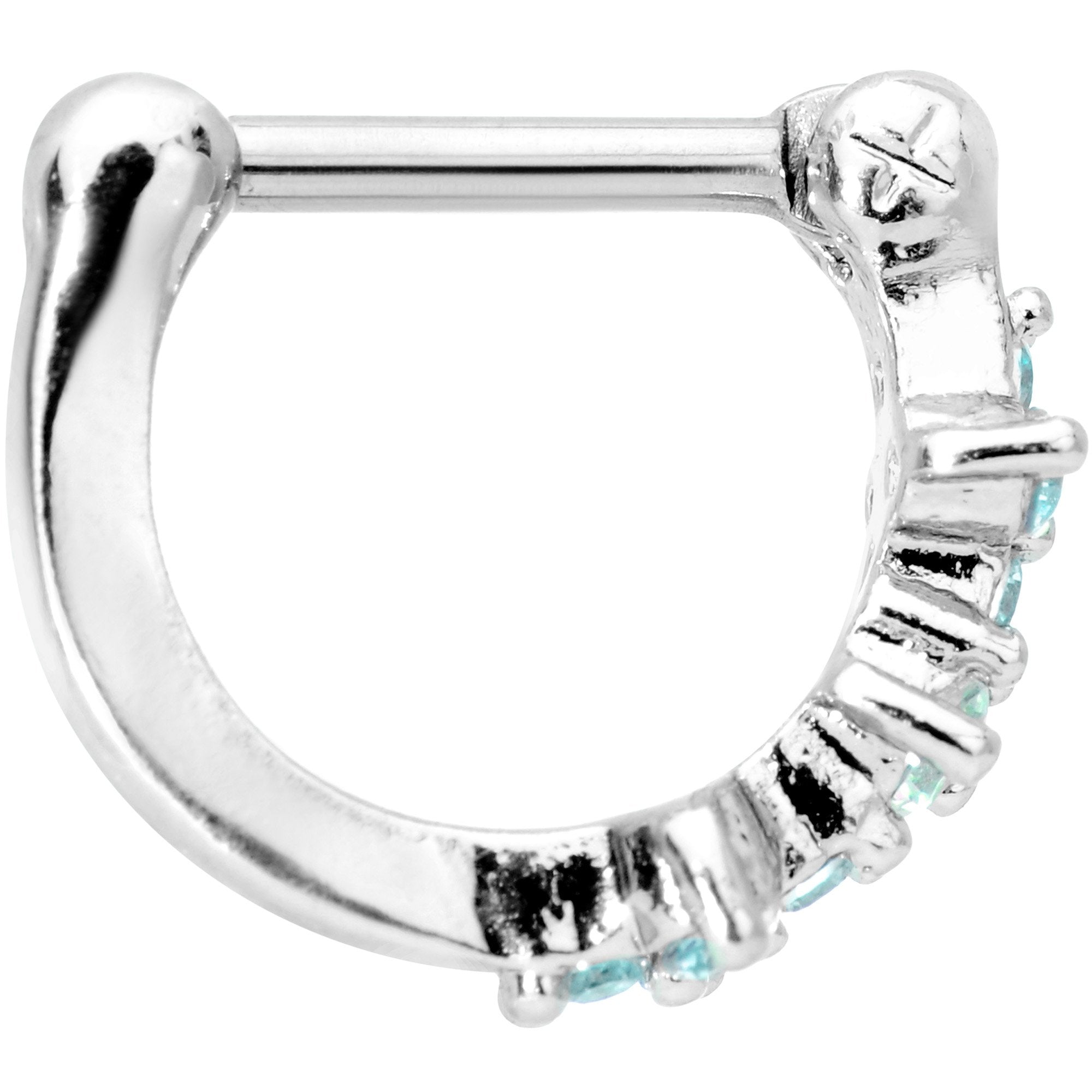 16G 5/16 Aqua Gem Sparkle Hinged Cartilage Clicker