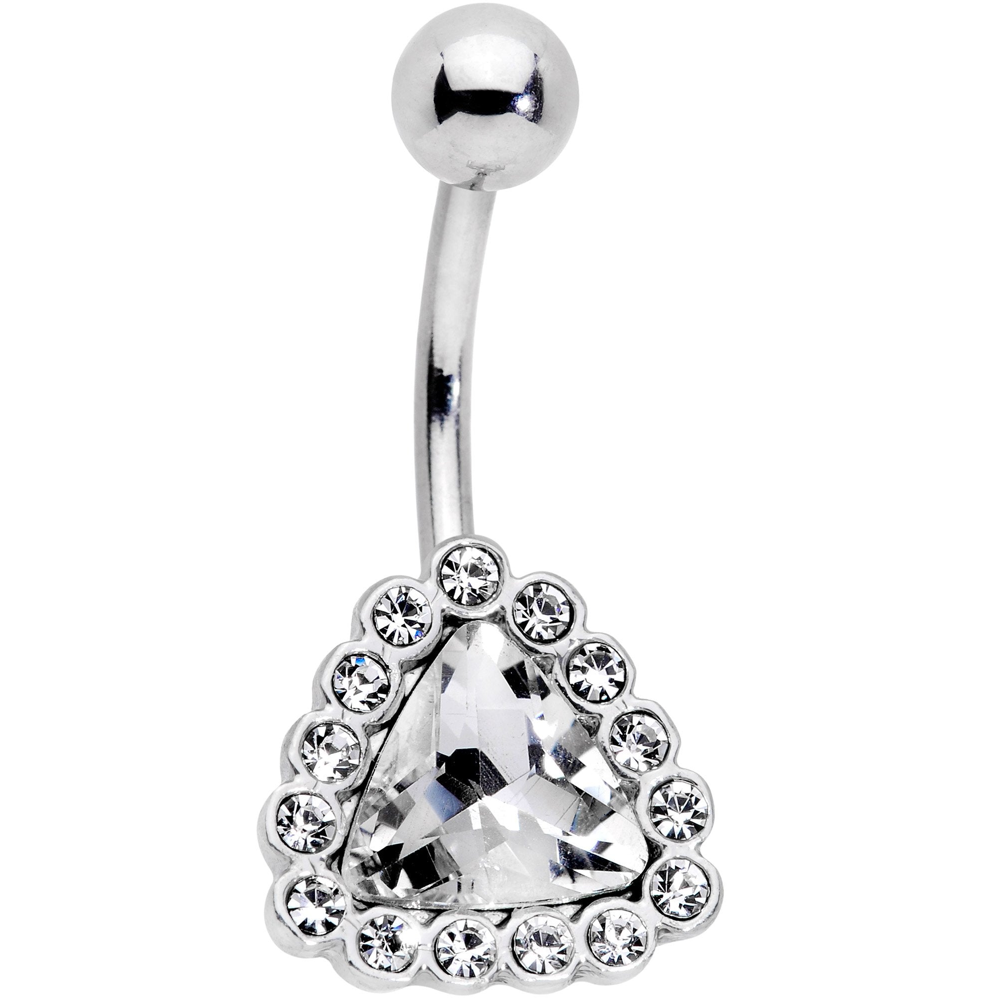 Clear Gem Chunky Pyramid Star Belly Ring