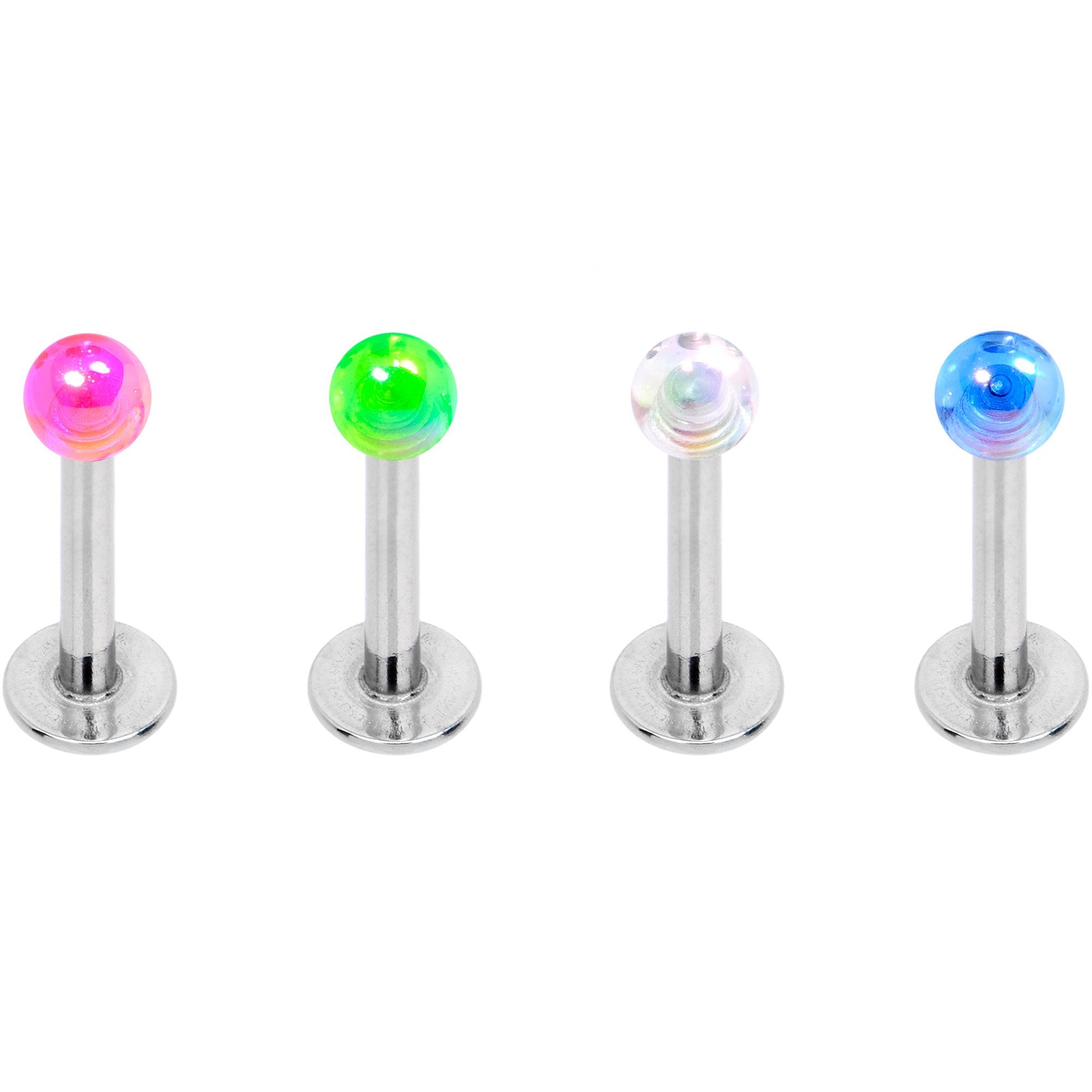 Multi Color Translucent Blast Ball Labret Monroe Set of 4