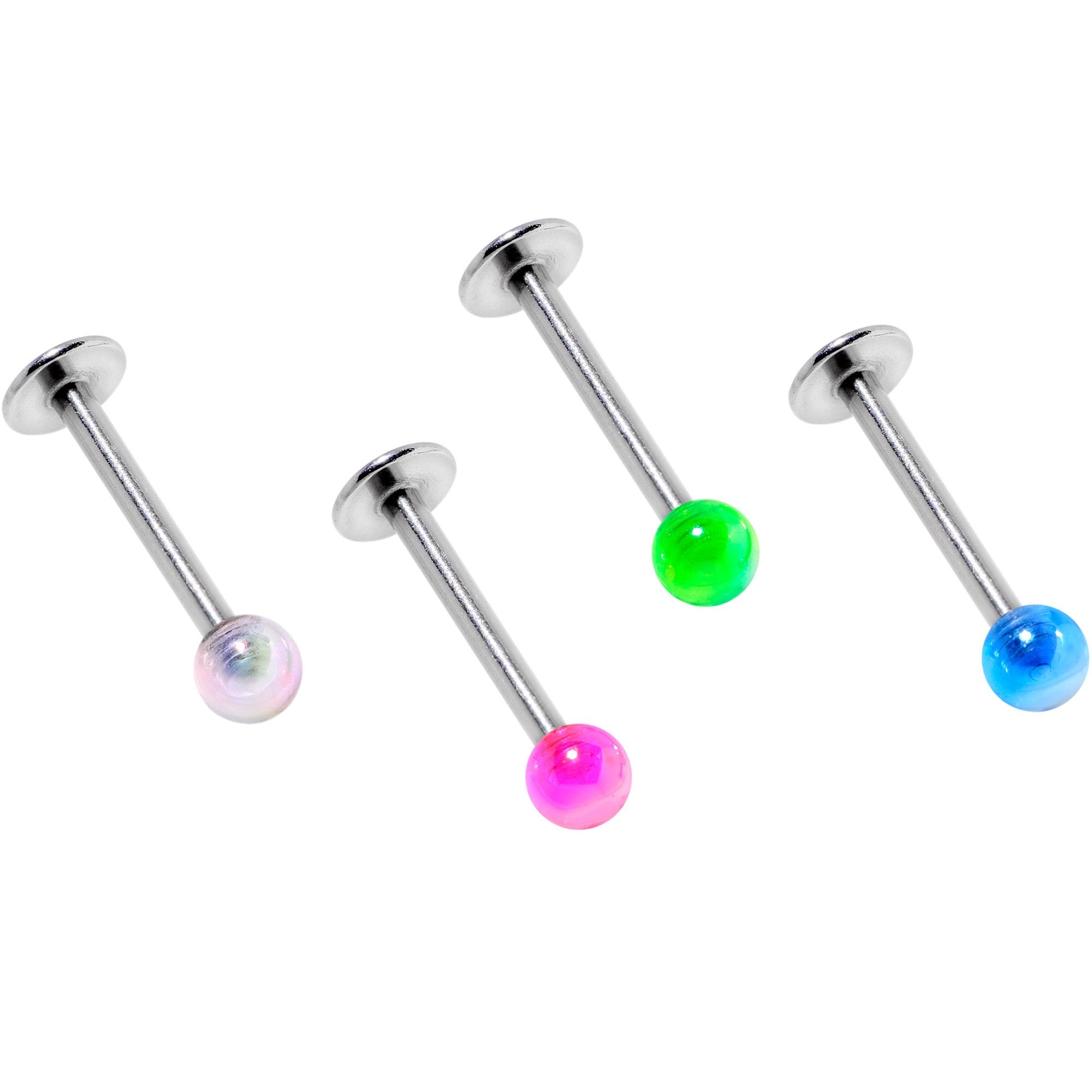 Multi Color Translucent Blast Ball Labret Monroe Set of 4