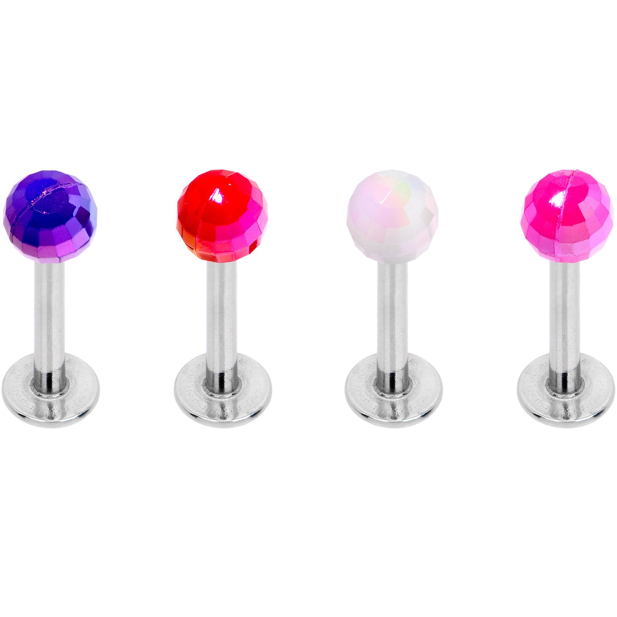 Pink Purple Disco Ball Labret Monroe Tragus Set of 4
