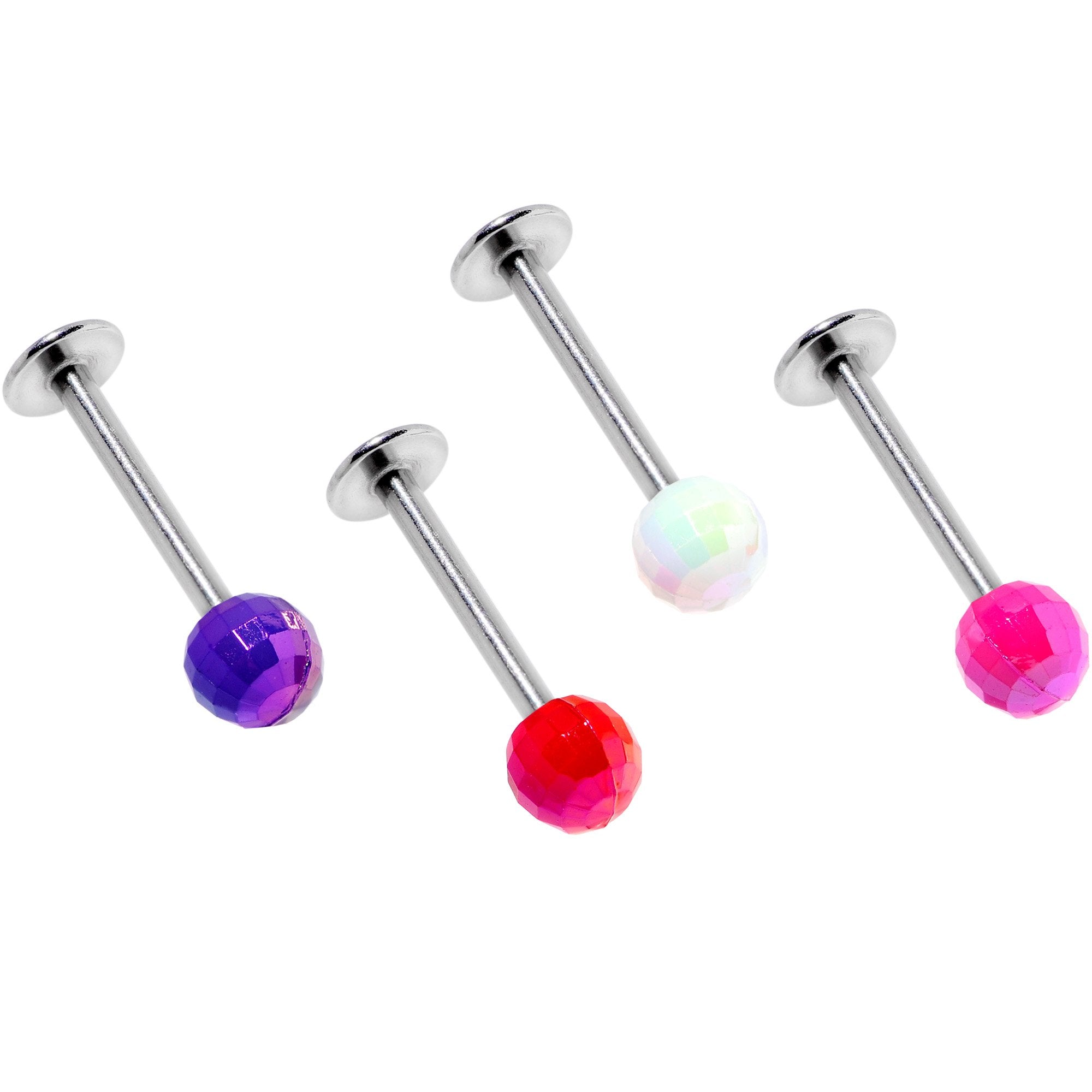 Pink Purple Disco Ball Labret Monroe Tragus Set of 4