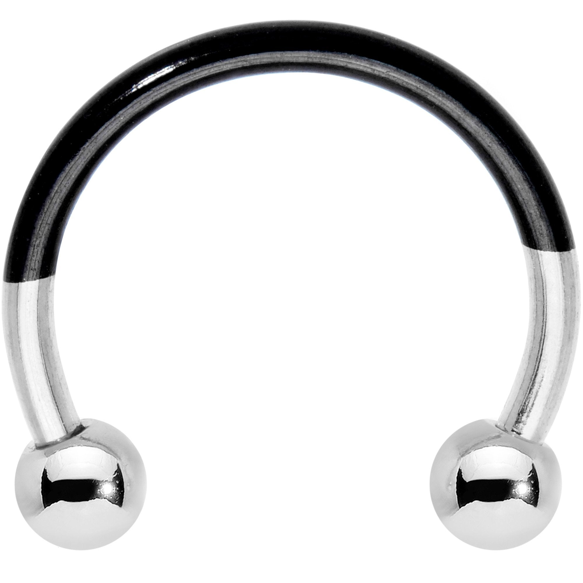 16G 3/8 Steel Black Two Tone Horseshoe Circular Barbell