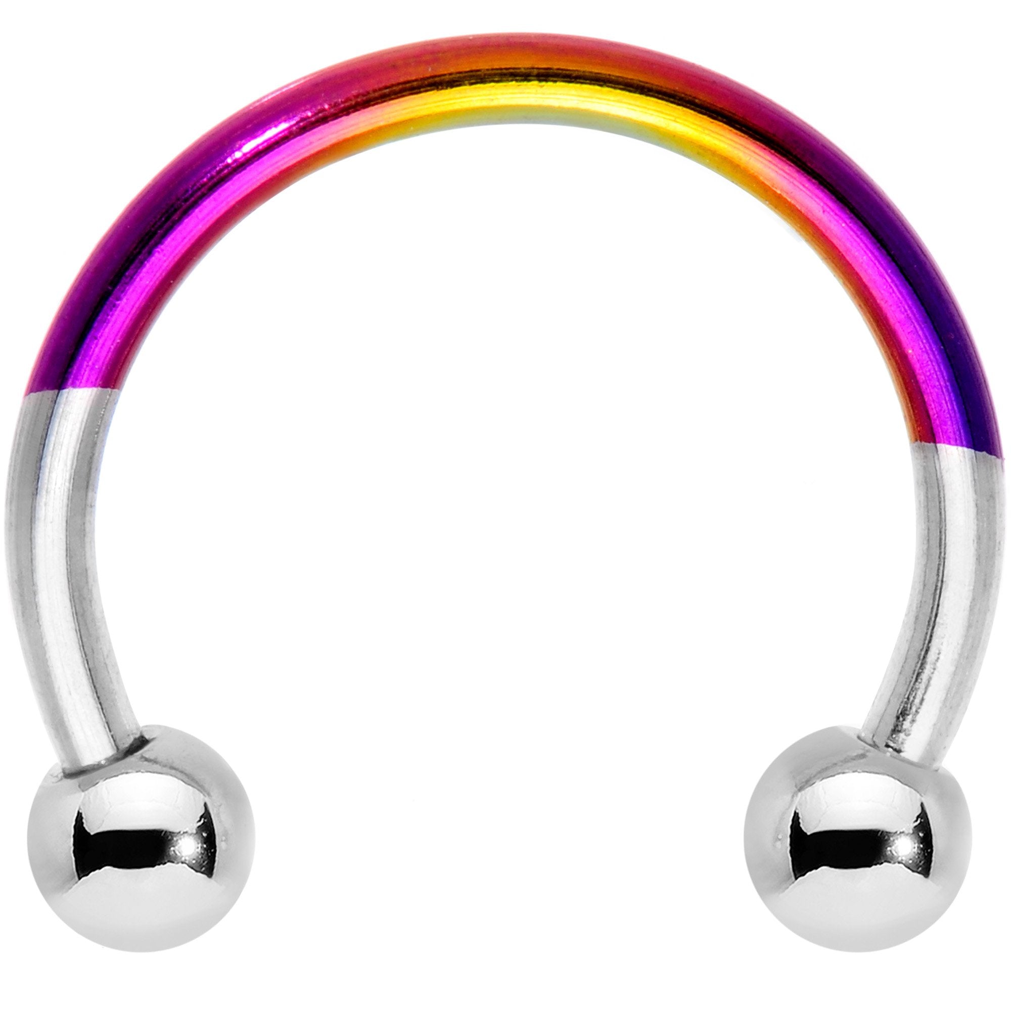16G 3/8 Steel Rainbow Two Tone Horseshoe Circular Barbell