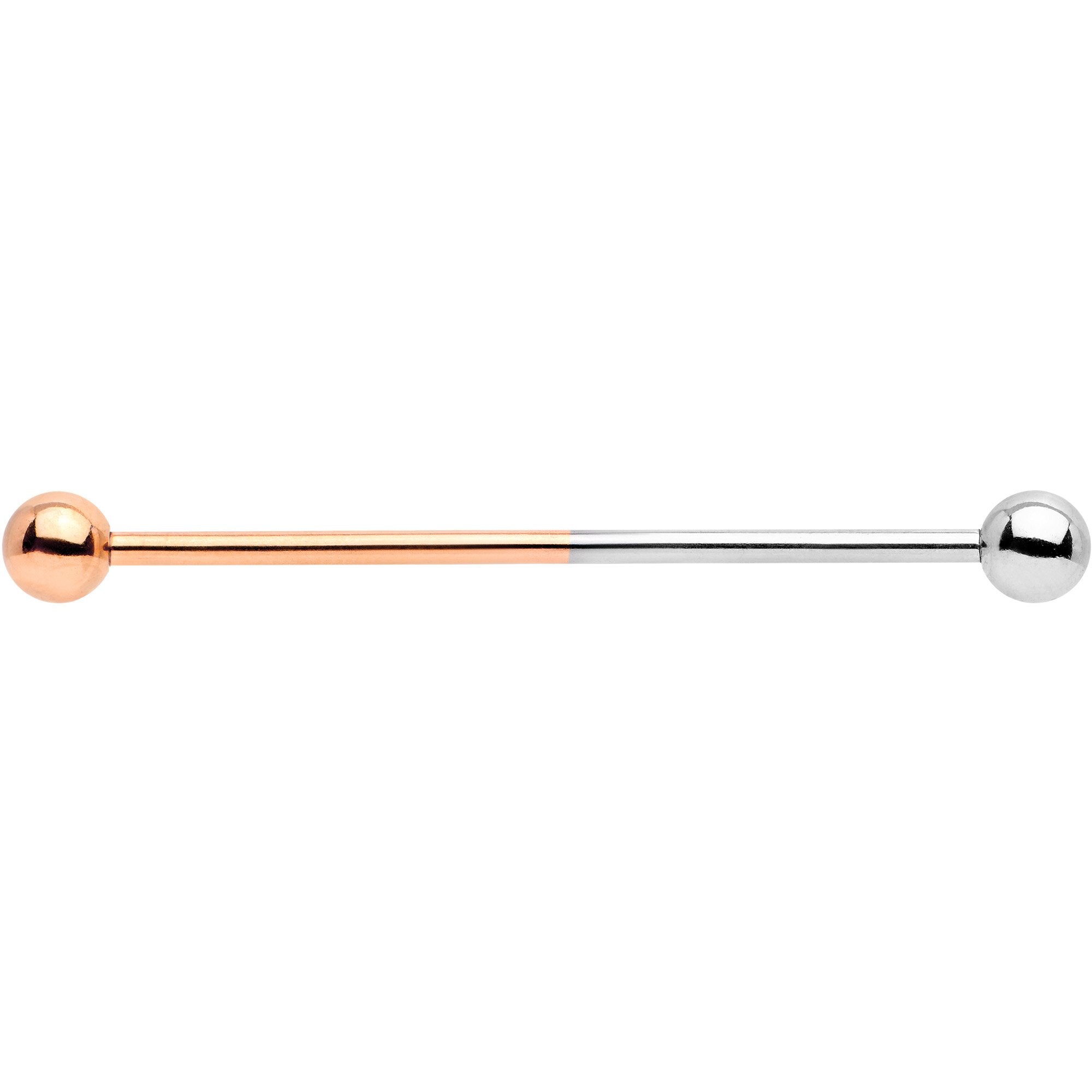 14G Rose Gold Tone and Steel Two Tone Industrial Barbell 38mm