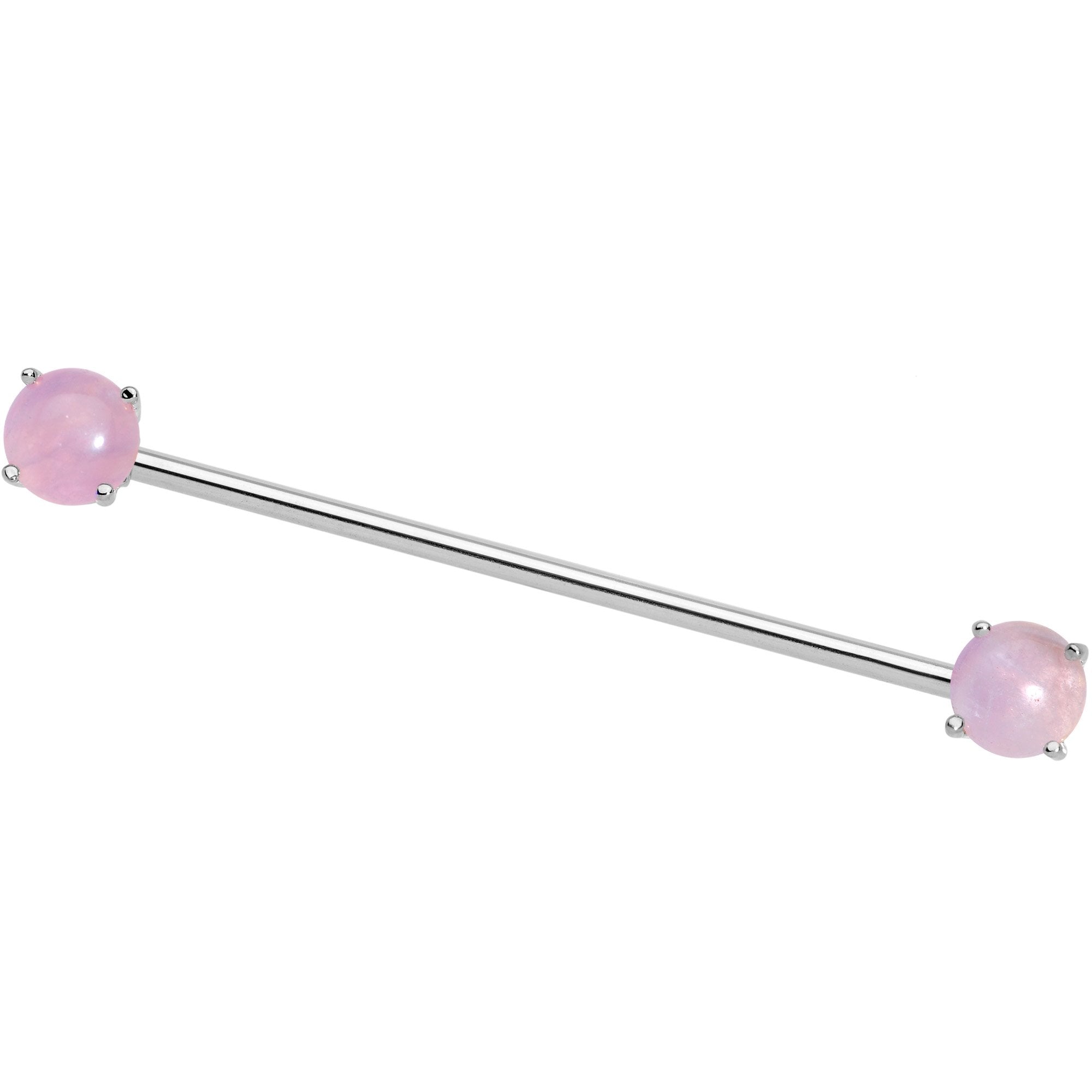 Pink Amethyst End to End Industrial Barbell 38mm