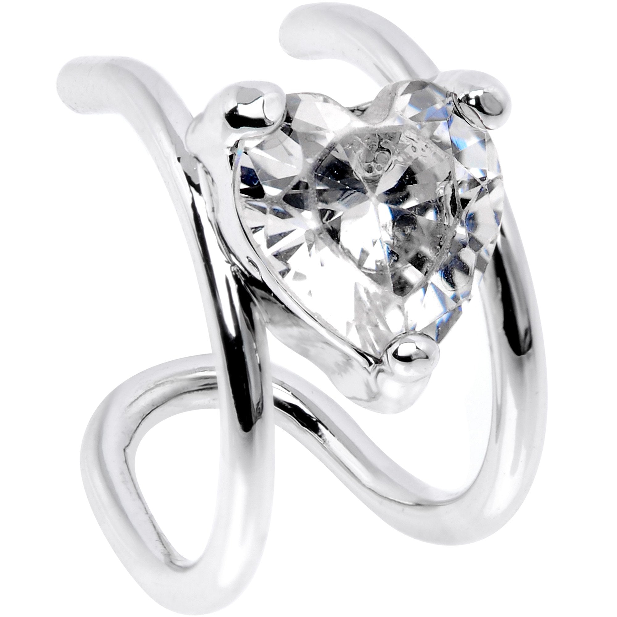 Clear CZ Gem Royal Heart Bling Non Pierced Ear Cuff