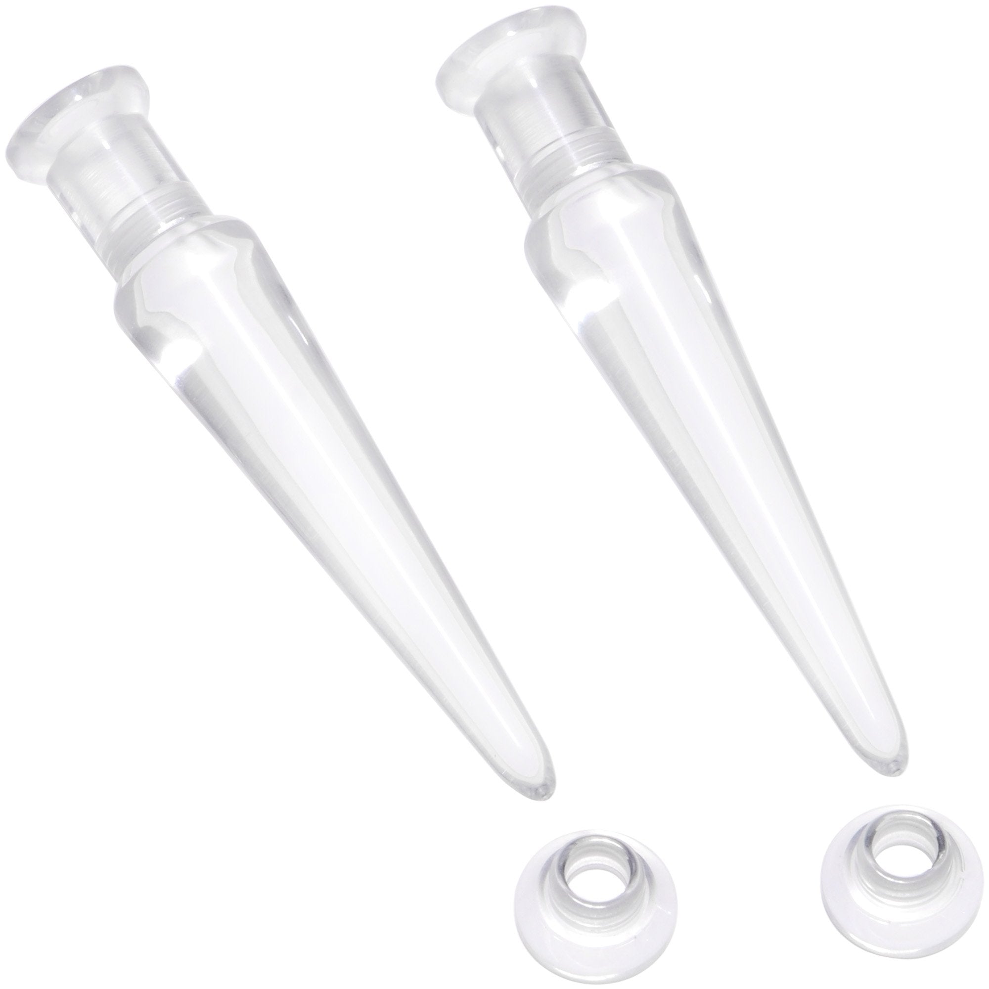 Clear 2 in 1 Interchangeable Screw Fit Plug and Taper Set