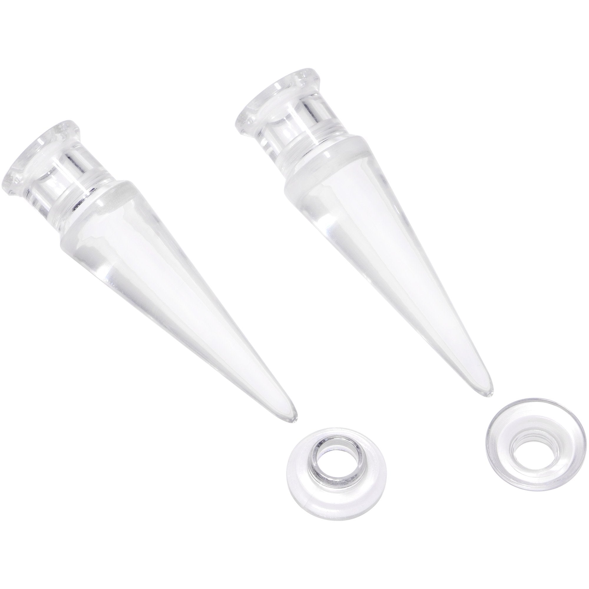 Clear 2 in 1 Interchangeable Screw Fit Plug and Taper Set