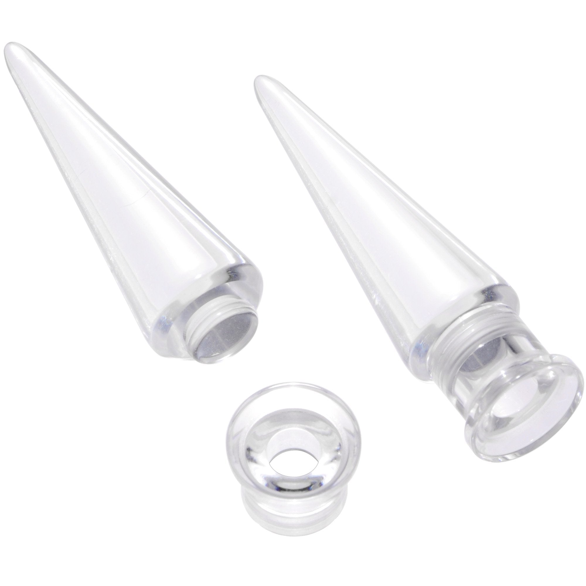 Clear 2 in 1 Interchangeable Screw Fit Plug and Taper Set