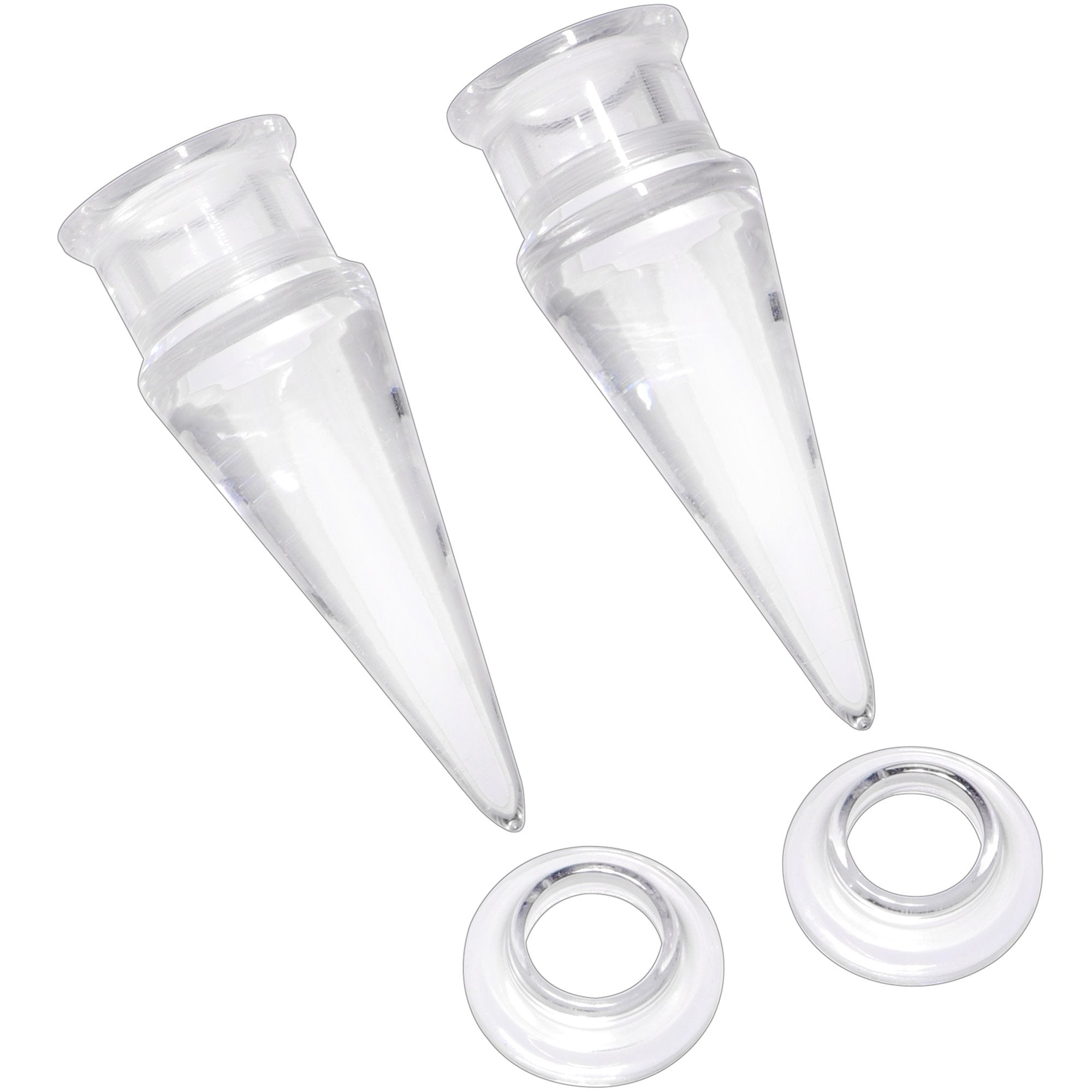 Clear 2 in 1 Interchangeable Screw Fit Plug and Taper Set