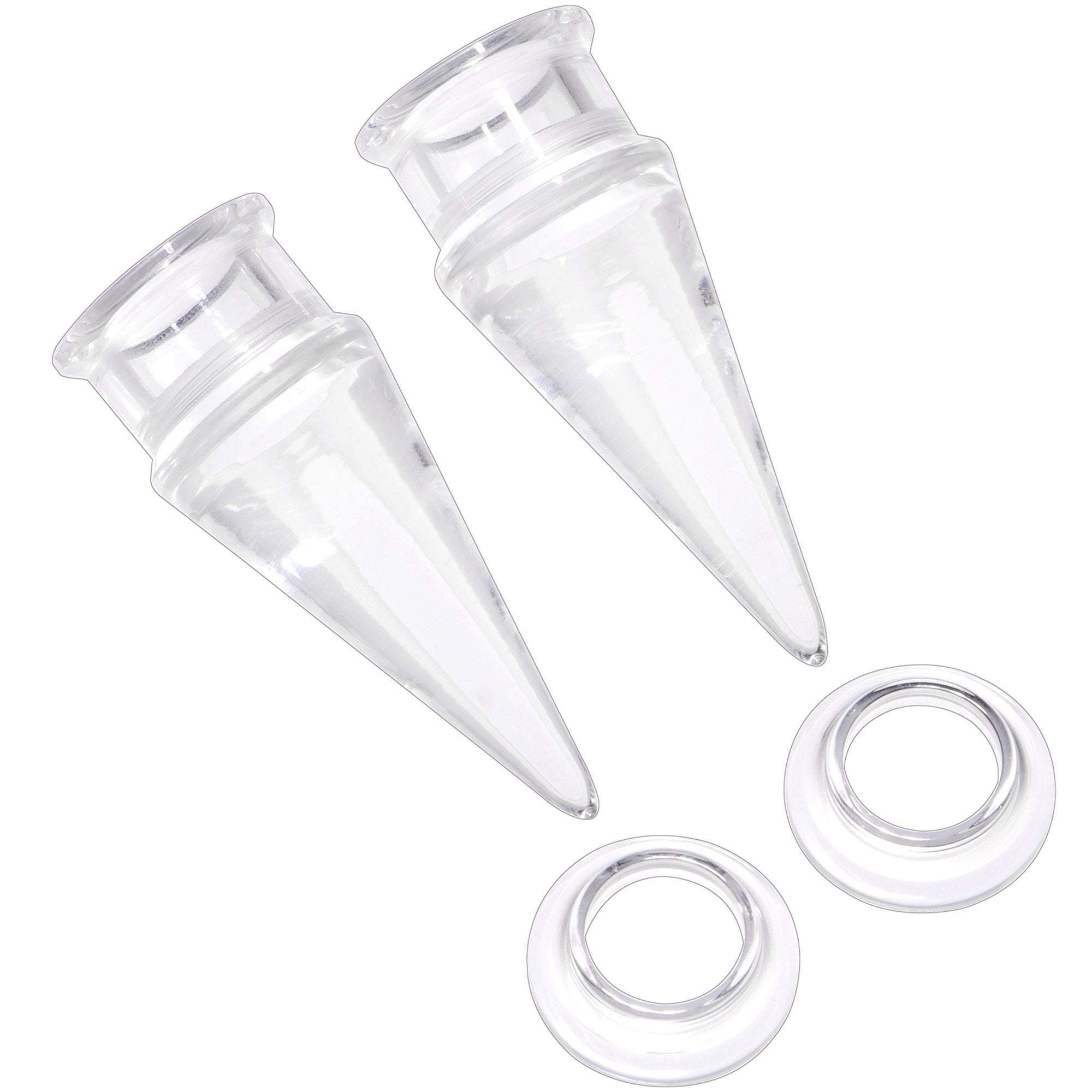 Clear 2 in 1 Interchangeable Screw Fit Plug and Taper Set