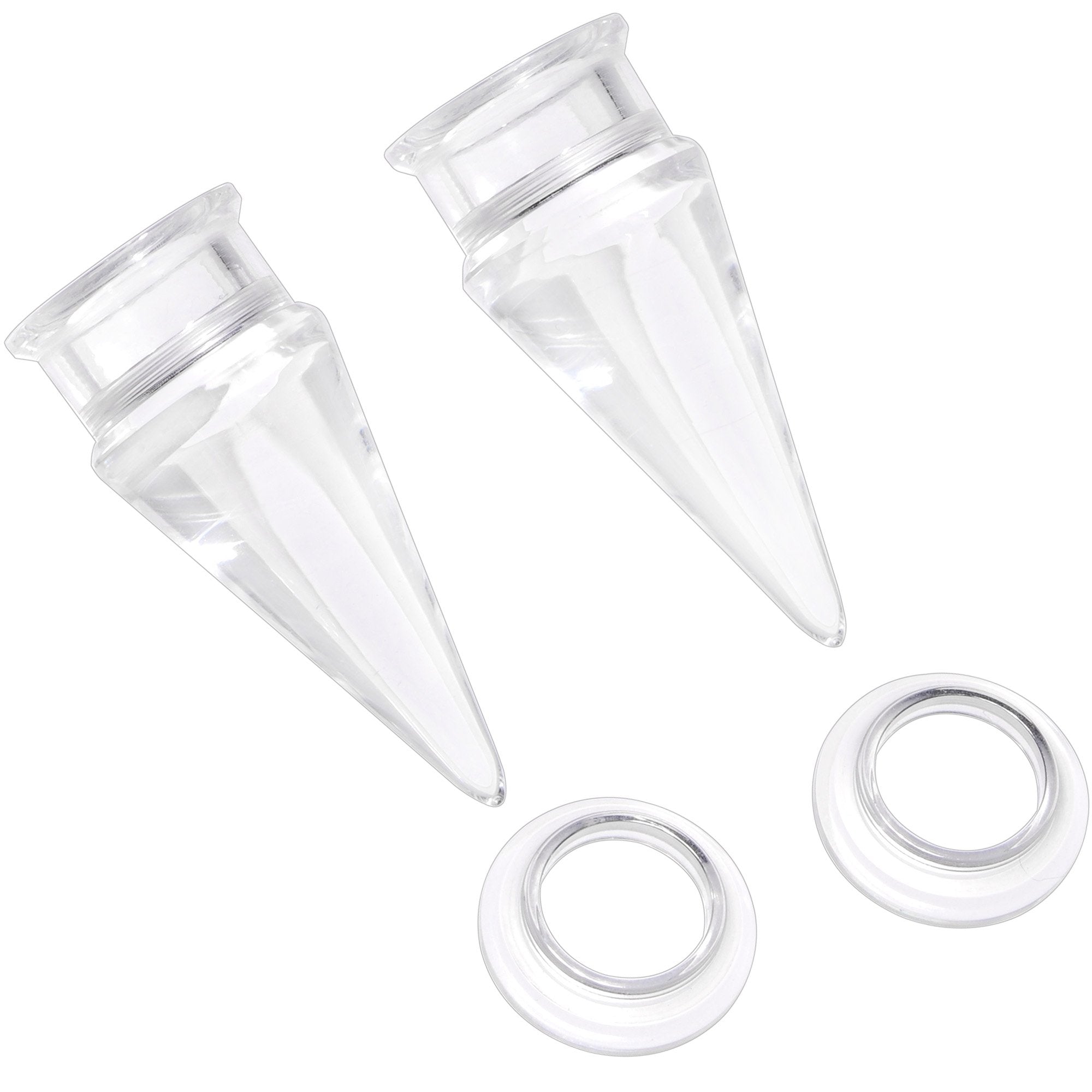 Clear 2 in 1 Interchangeable Screw Fit Plug and Taper Set