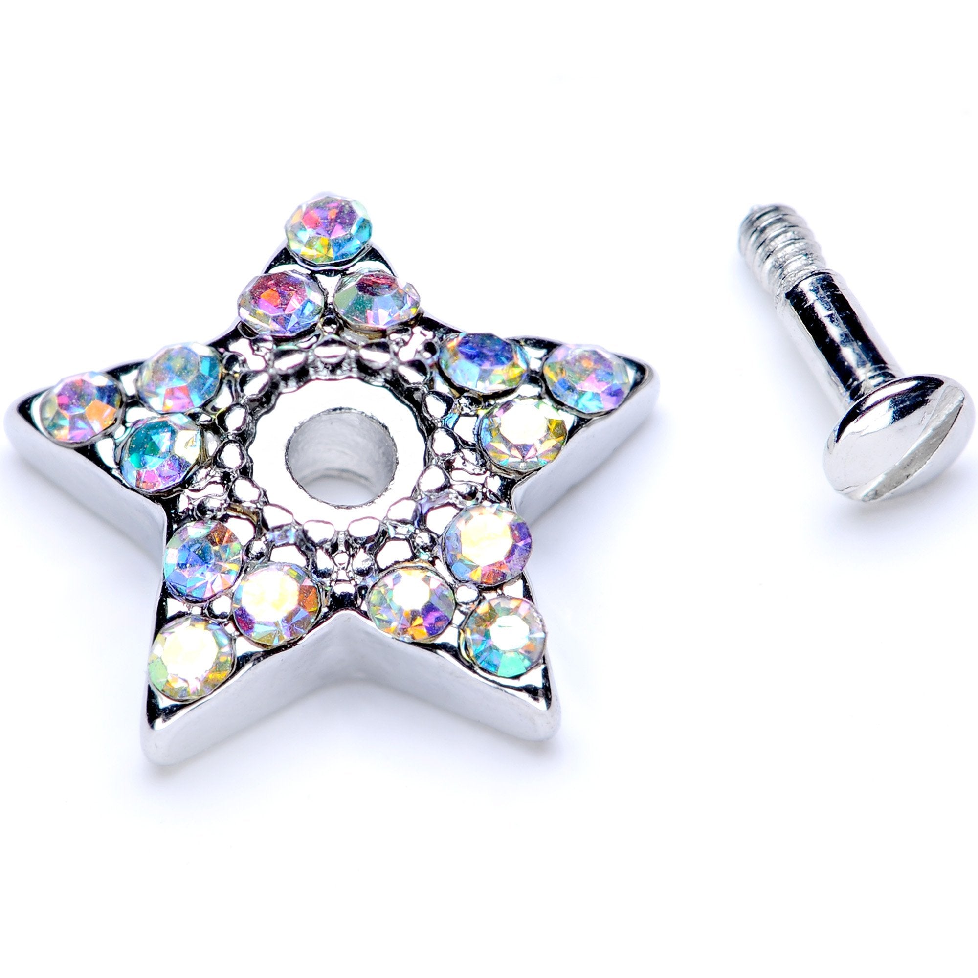 14G Aurora Gem 10mm Five Point Star Dermal Top