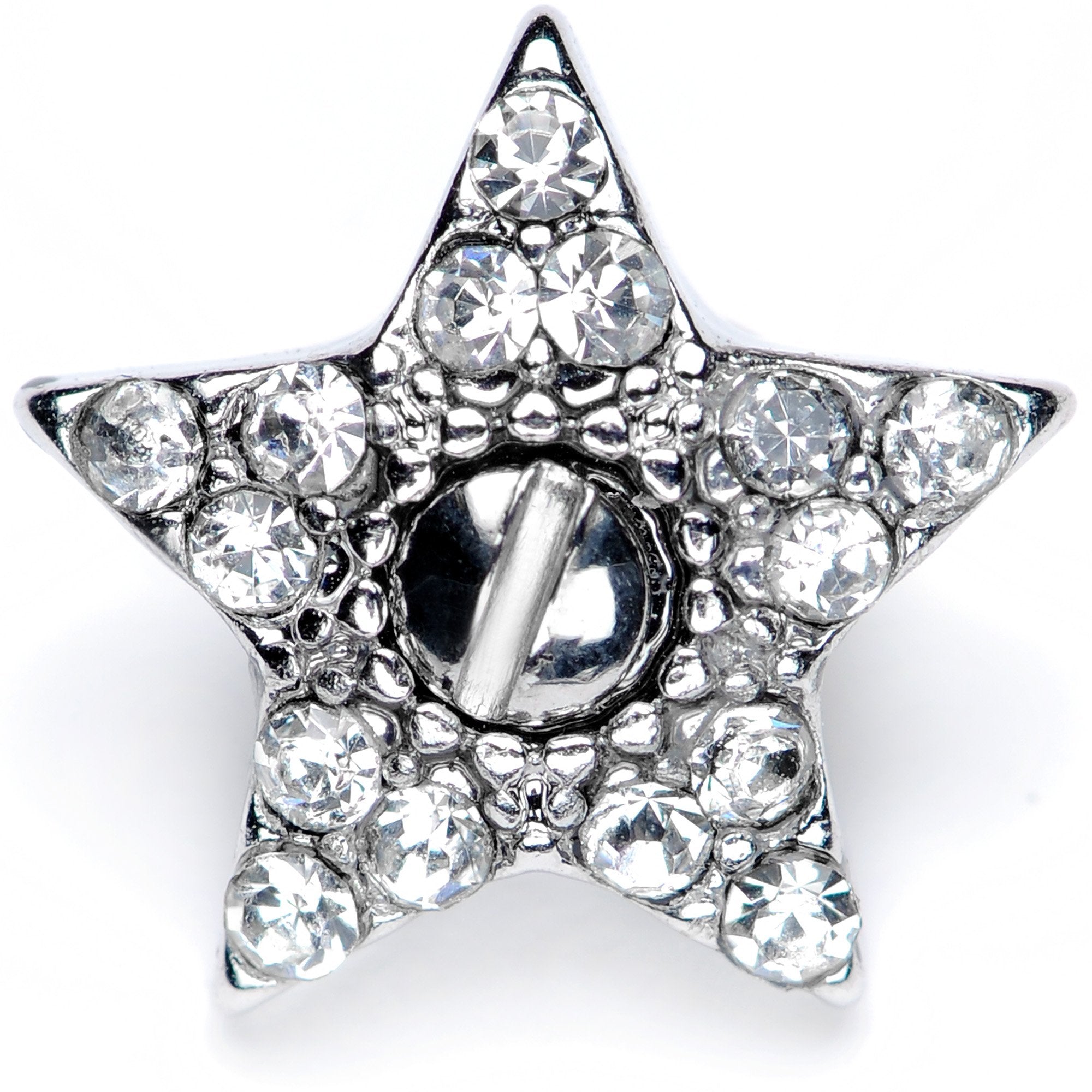 14G Clear Gem 10mm Five Point Star Dermal Top