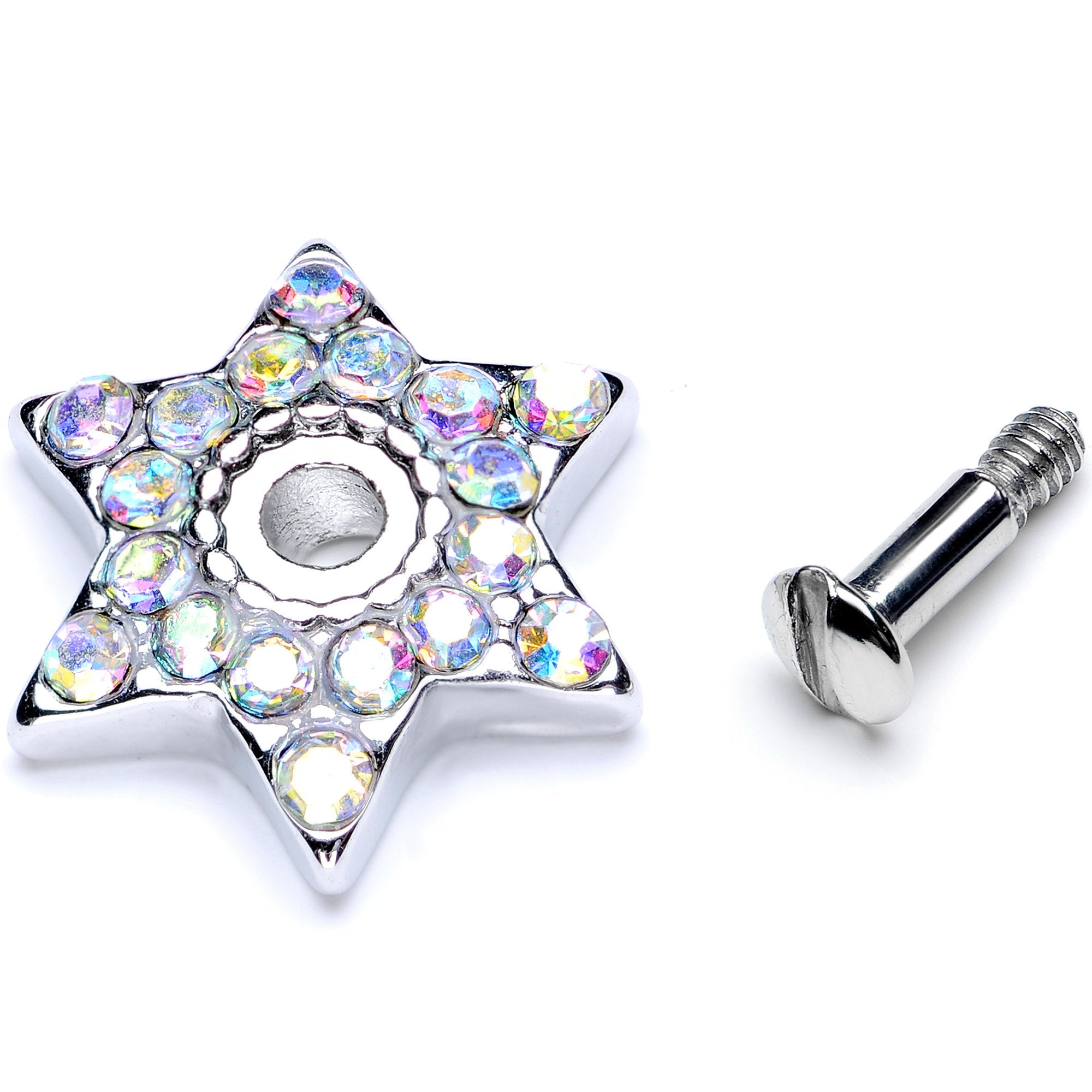 14G Aurora Gem 10mm Six Point Star Dermal Top